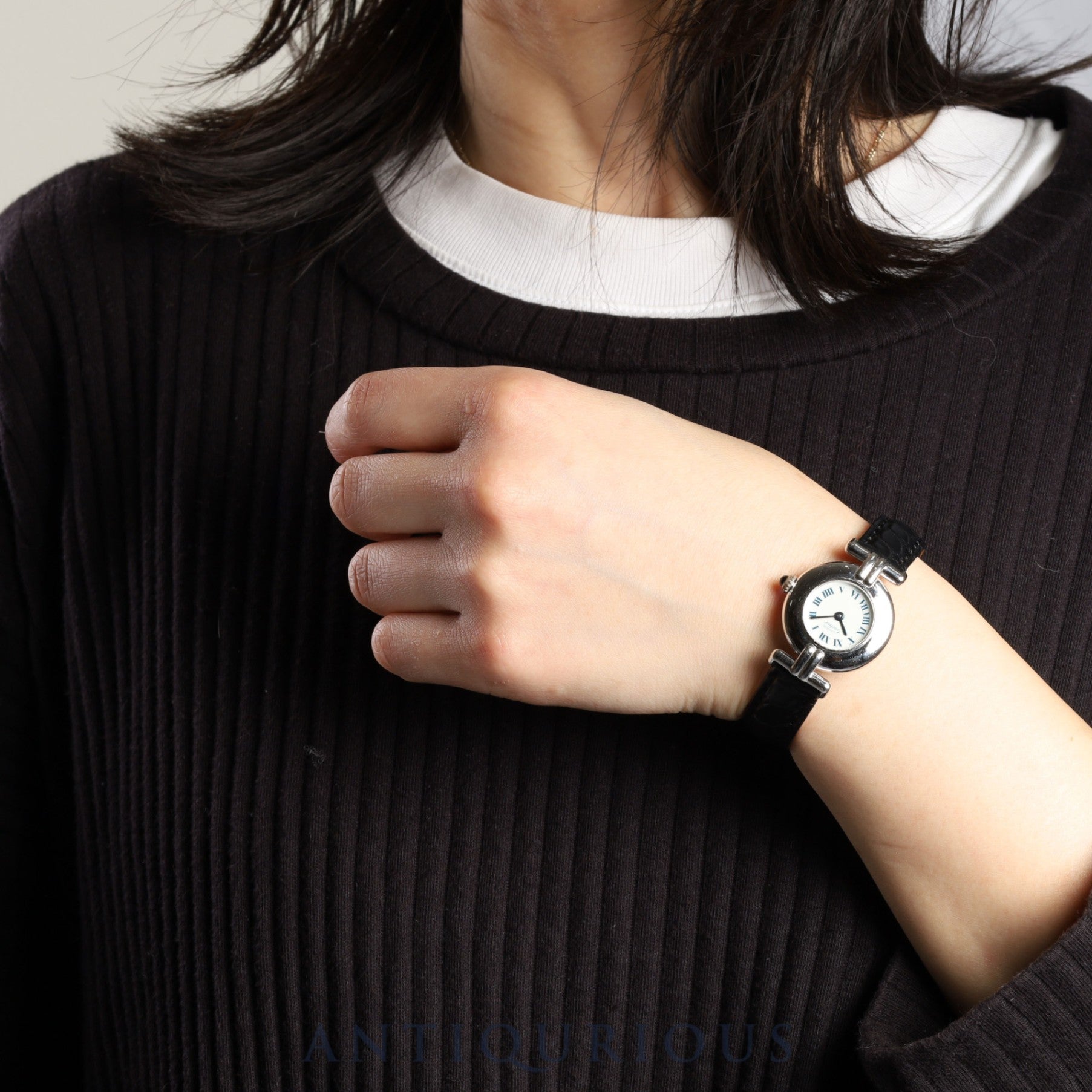 Cartier Must Colisee W1001644 / 690002 Quartz Cal.90 SV925 Leather Genuine D Buckle (SS) White Roman Dial Overhauled