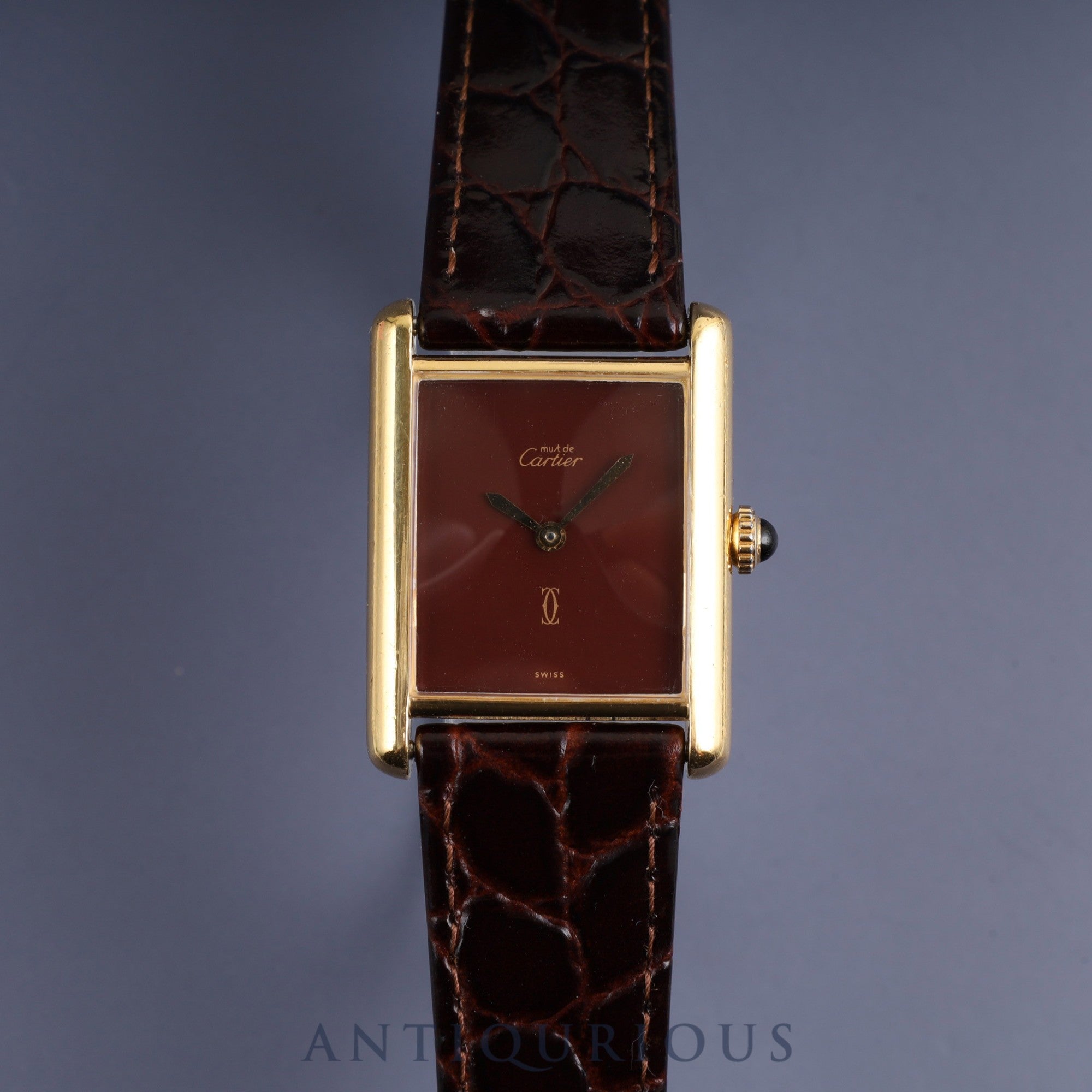 Cartier Must Tank LM Manual winding SV925 Leather Genuine buckle (GP) Garnet dial Bordeaux dial Overhauled New finish