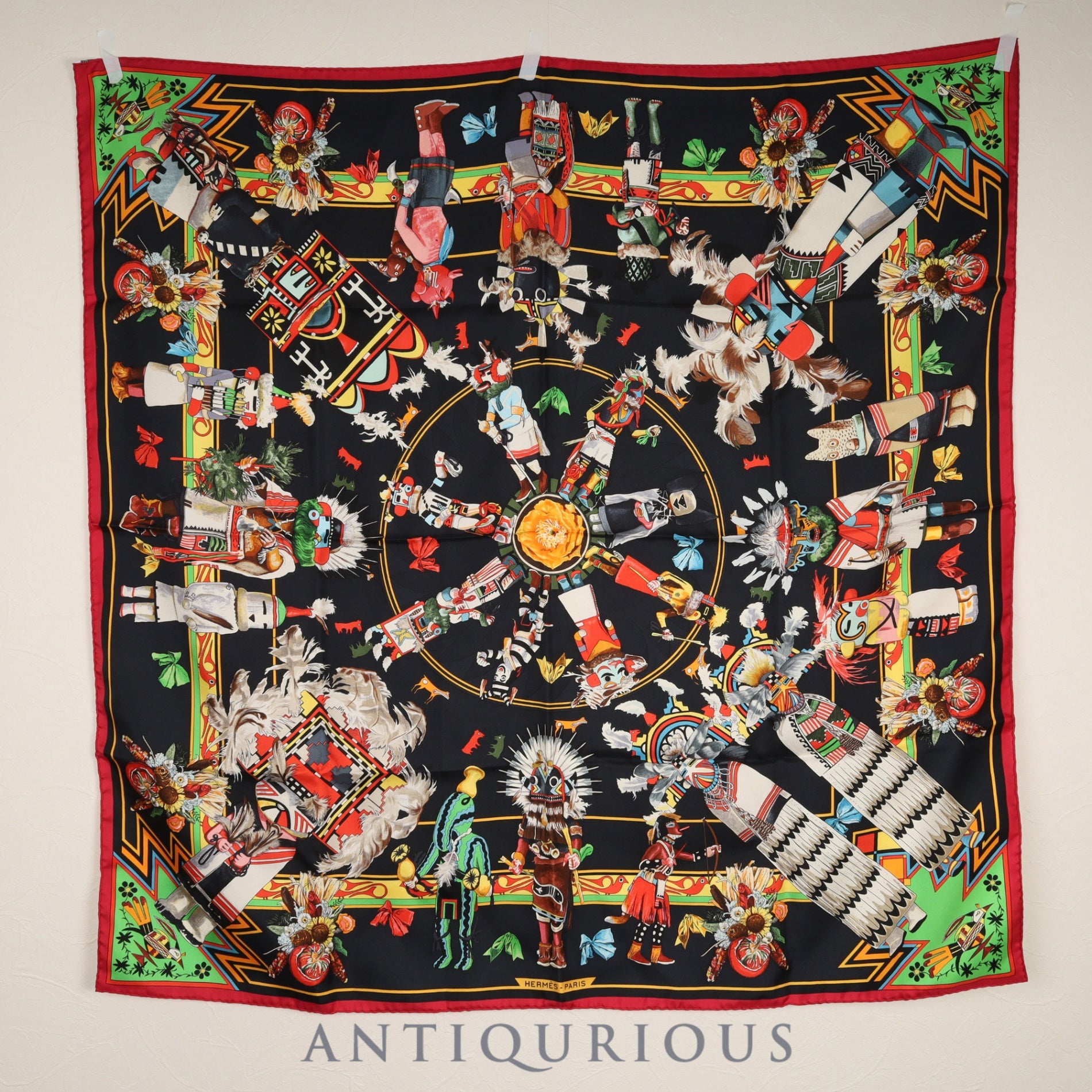 Hermes Scarf Carré 90 Kachina Tribe 100% Silk