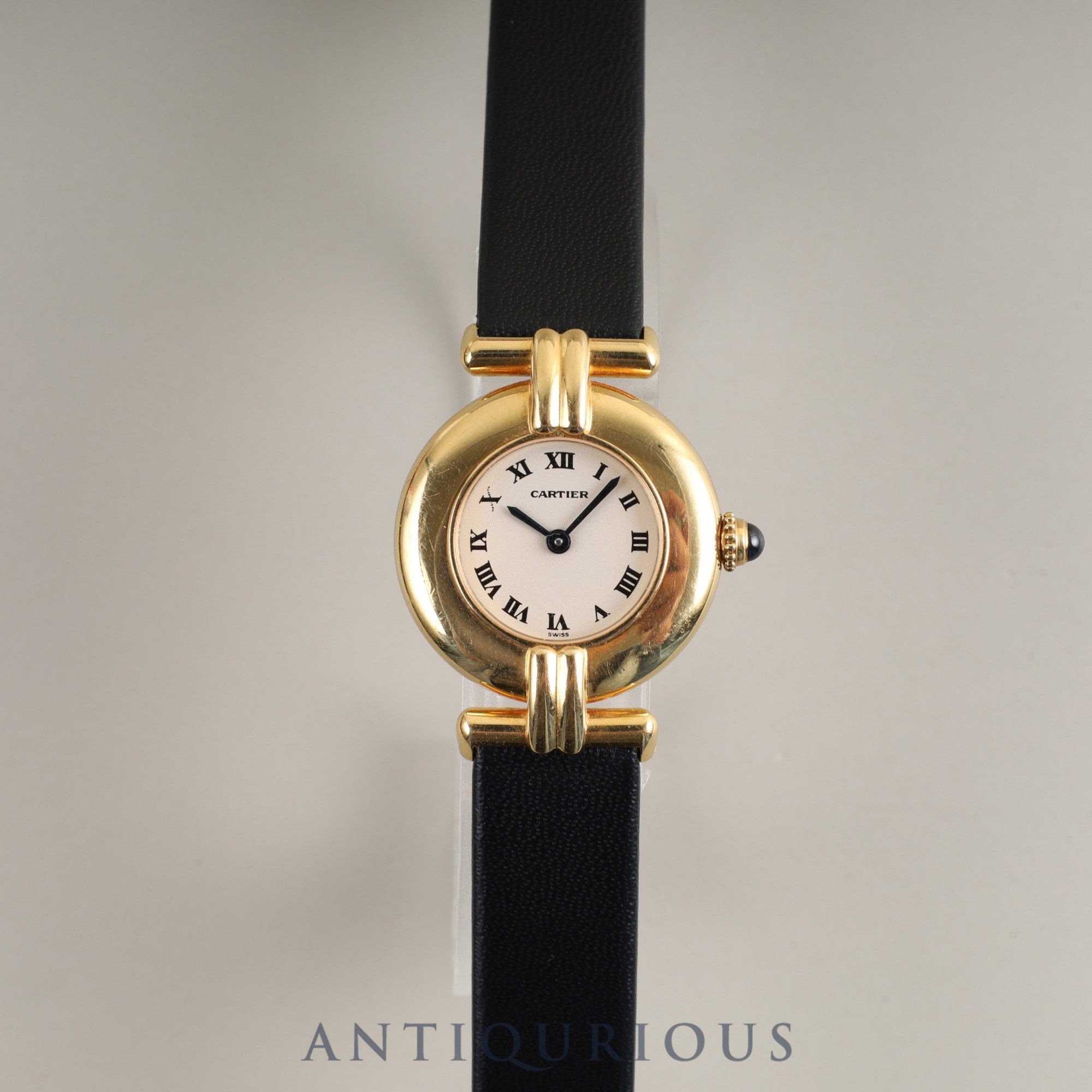 Cartier Corise 881095 Quartz Caliber 81 18K Leather Strap with Genuine GP Buckle Ivory Roman Dial Overhauled
