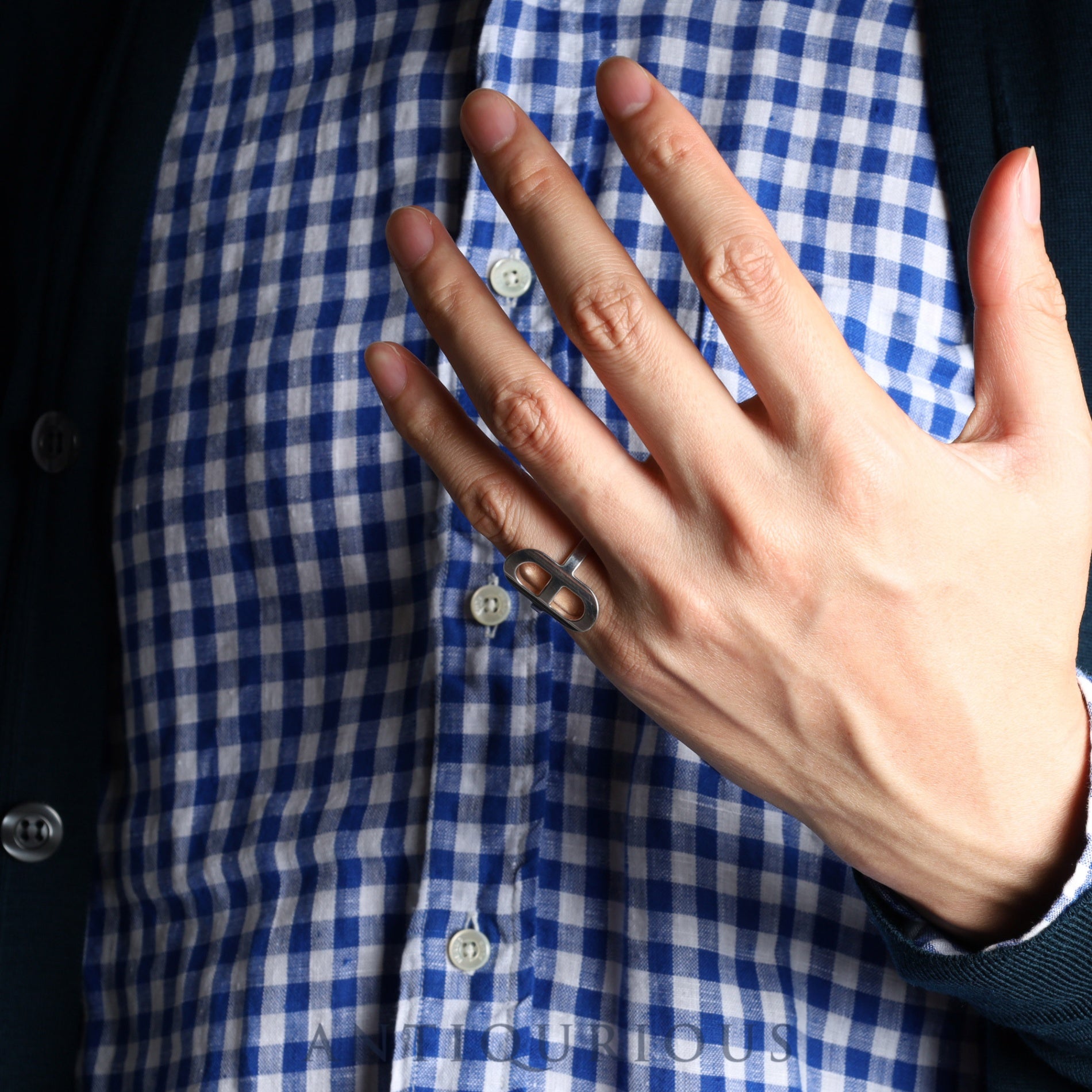 Hermes Ever Chaine d'Ancre PM Ring, Sterling Silver, #53, Box, 21 Years Engraved