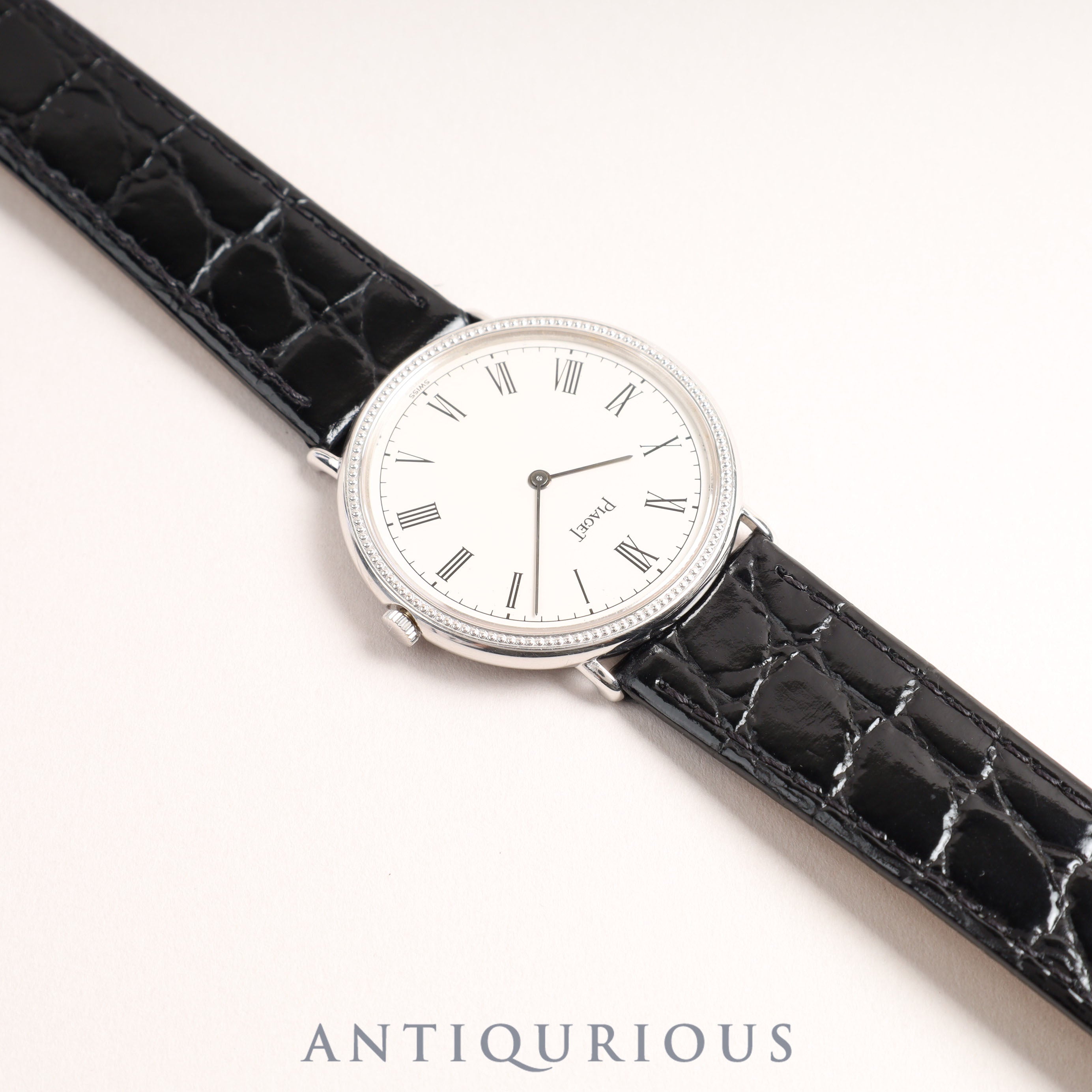 Piaget Round 90239 Manual winding Cal.9P2 WG Leather Genuine buckle (750) White dial Overhauled