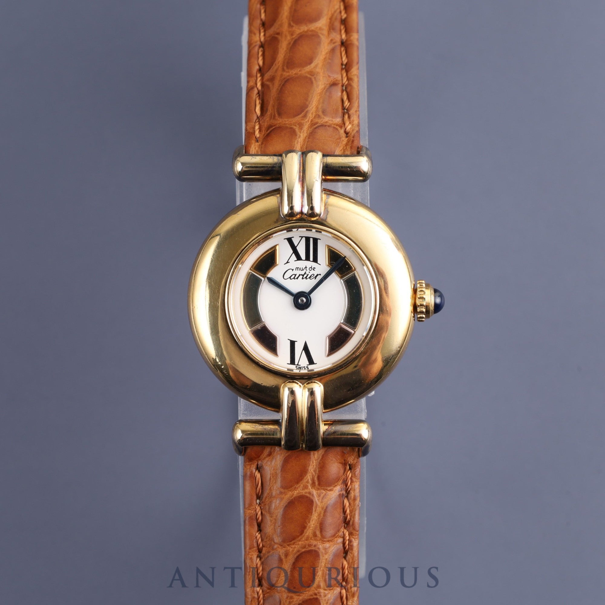 カルティエ マストコリゼ 590002 クォーツ Cal.90.06 SV925 革 純正Dバックル(GP) サイドトリニティ文字盤 オーバーホール済み