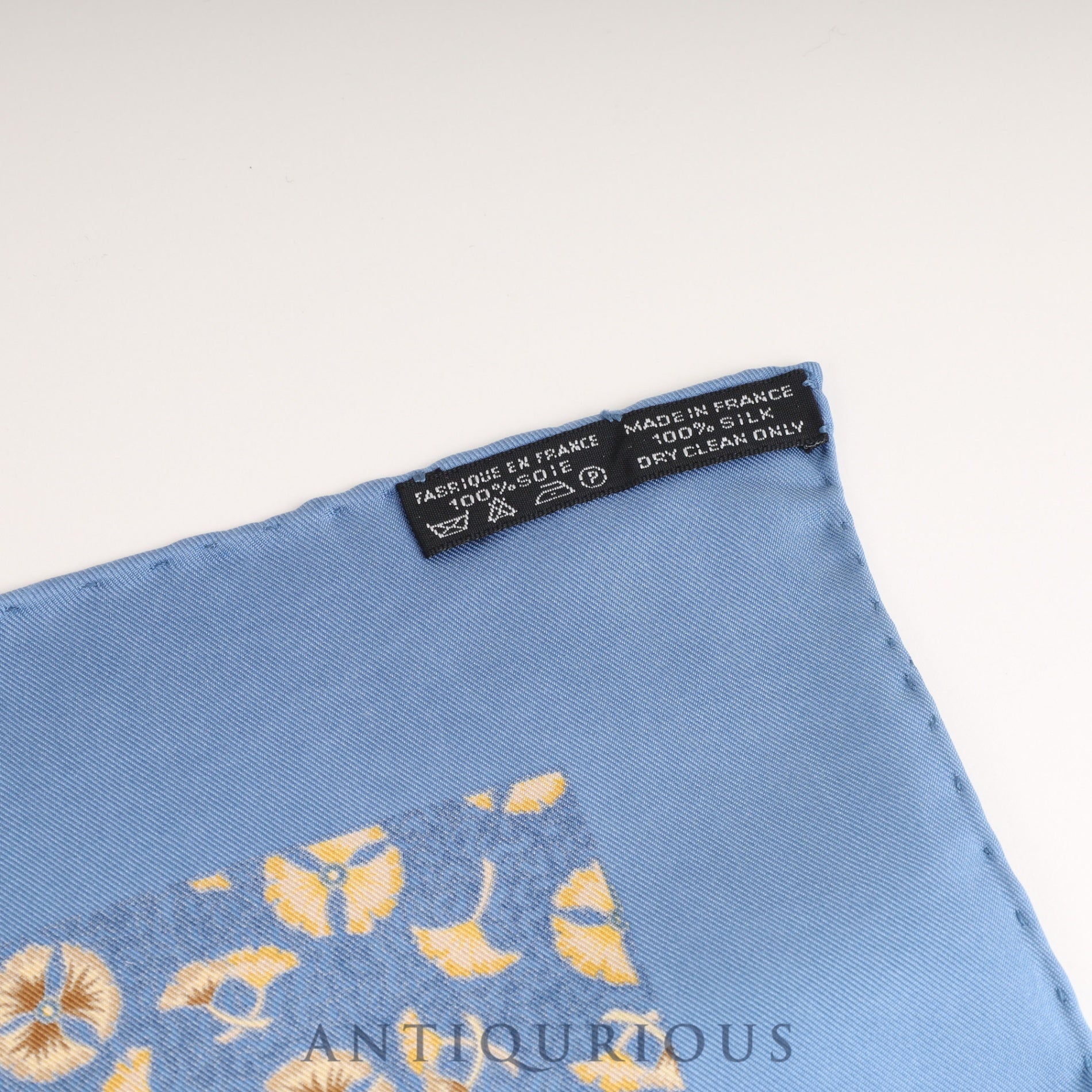 エルメス スカーフ カレ45 総柄 ブルー SILK100%