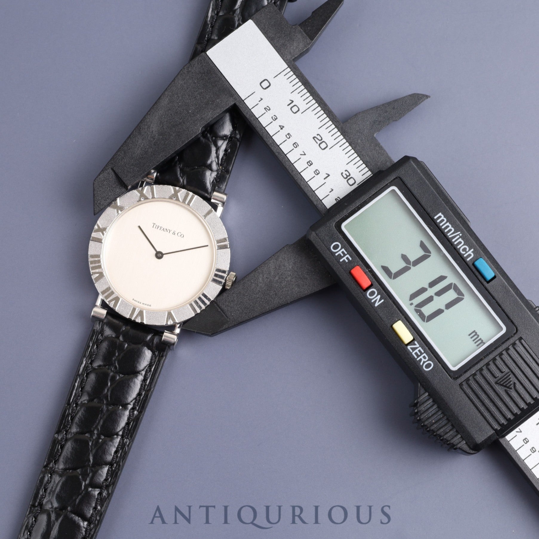 ティファニー アトラス SV CASE W152S クォーツ SV925 革 純正尾錠(SS) シルバー文字盤 オーバーホール済み