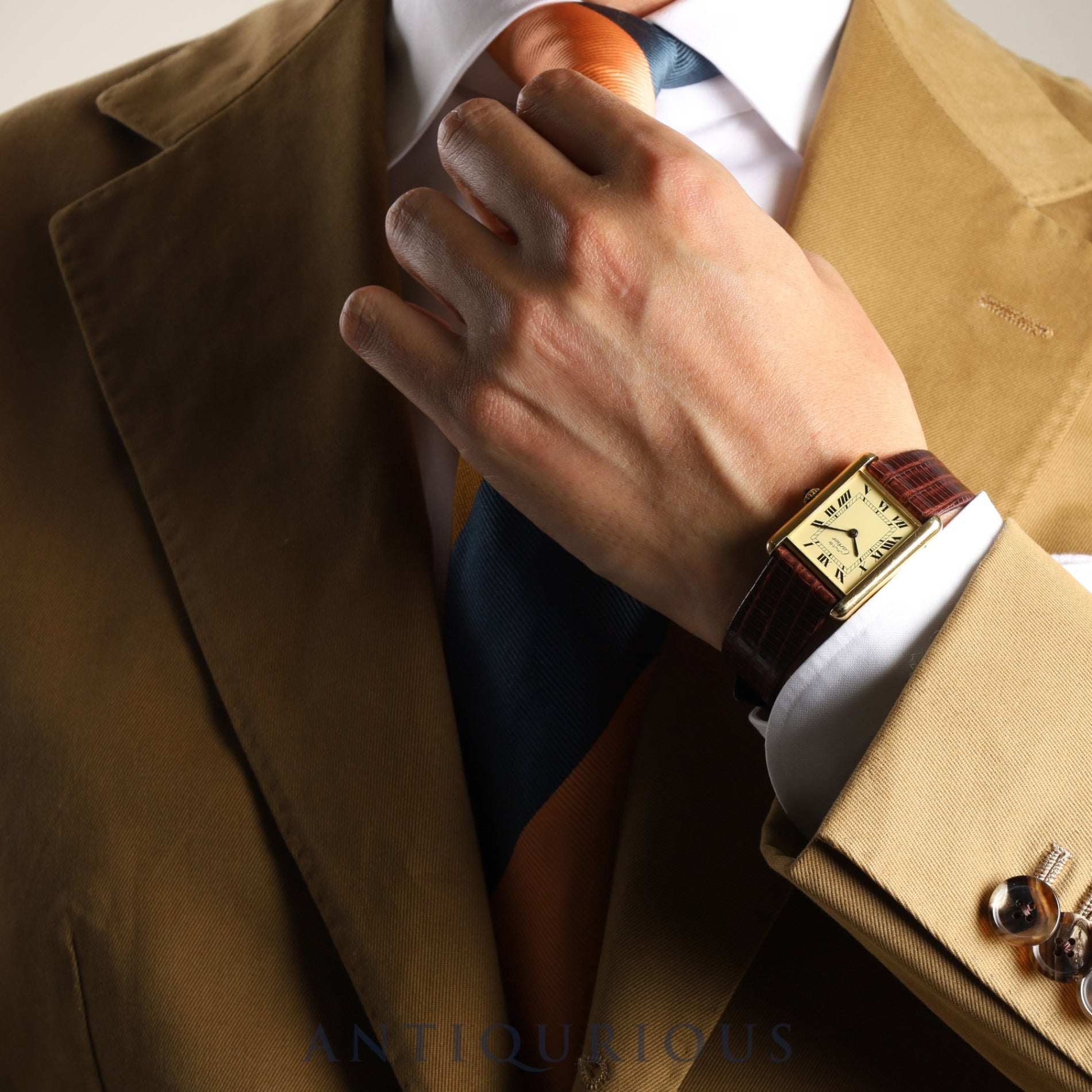 Cartier Must Tank LM Manual winding Cal.78-1 SV925 Leather Genuine buckle (GP) Ivory Roman dial Overhauled