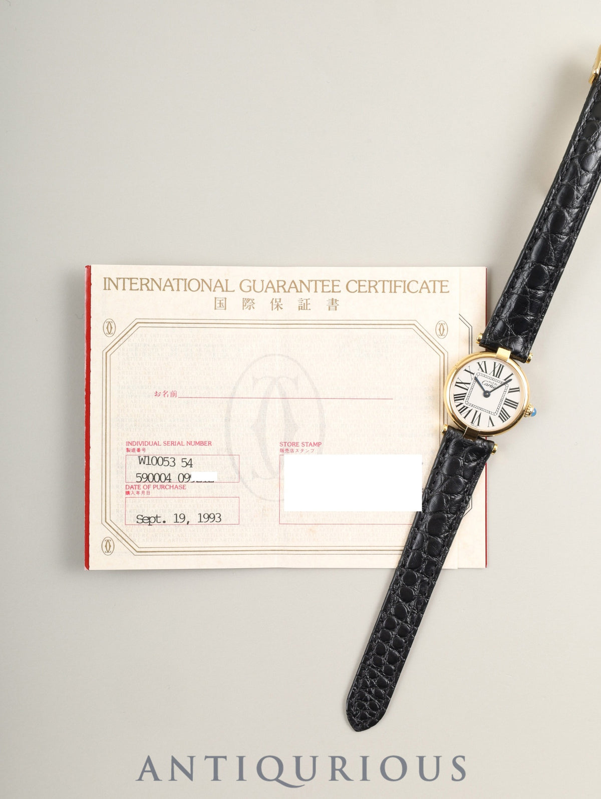 Cartier Must Vendôme VLC SM W1005354 / 590004 Quartz Caliber 90 SV925 Leather Genuine D-buckle (GP) Opalescent Dial Warranty (1993) Overhauled