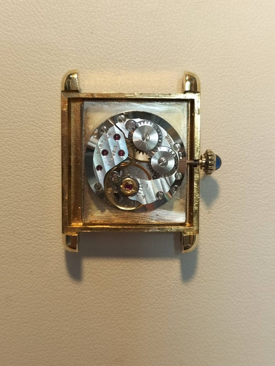 カルティエ マストタンク LM 手巻き Cal.-78-1 SV925 革 純正尾錠(GP)ラピスラズリ文字盤 オーバーホール済み