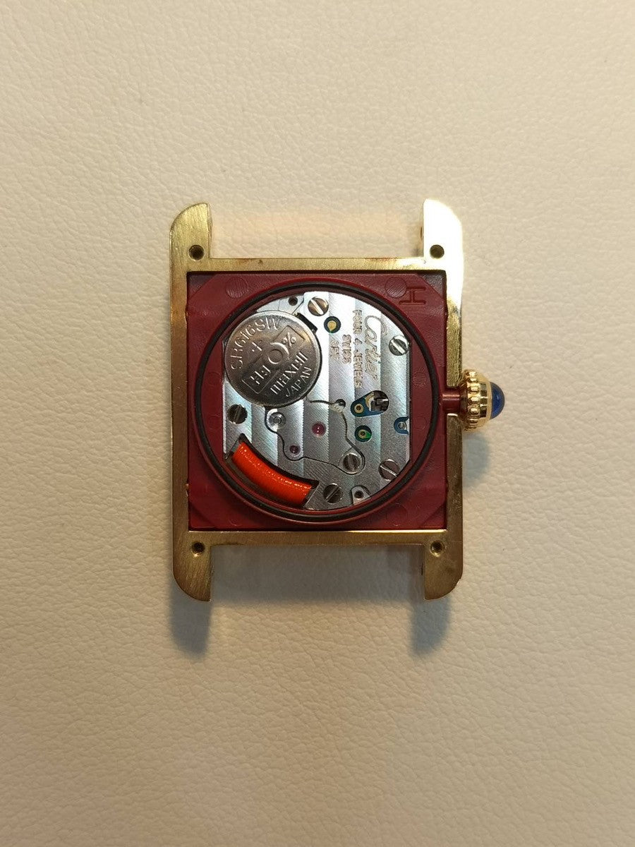 カルティエ マストタンク SM W1003154 / 1613 クォーツ Cal.057 SV925 革 純正Dバックル(GP) アイボリーローマン文字盤 箱 オーバーホール済み