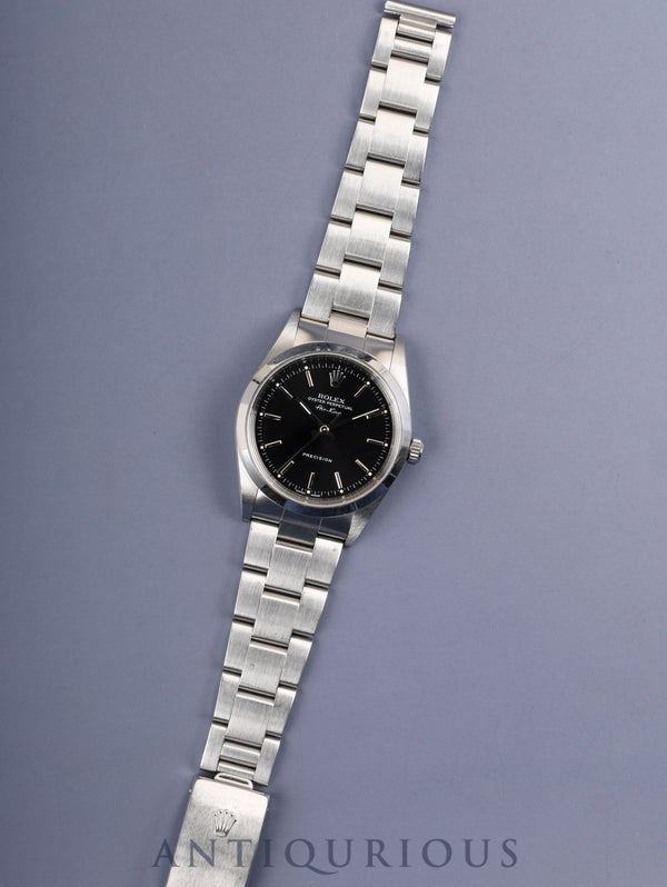 ロレックス エアキング 14000 自動巻き Cal.3130 SS SS ブラック文字盤 Y番台(2002年) 保証書 箱 タグ 冊子 ケース オーバーホール済み