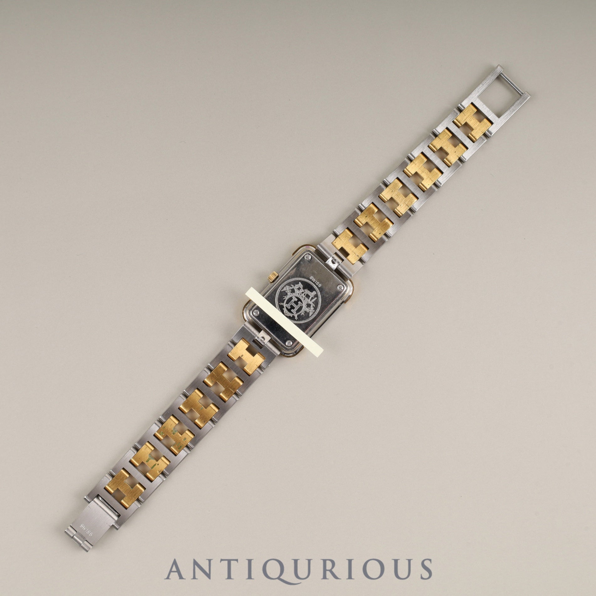 Hermes Cloajour 75.03 Quartz Cal.976.001 SS/GP SS/GP White Dial Warranty (1994) Box Booklet Overhauled