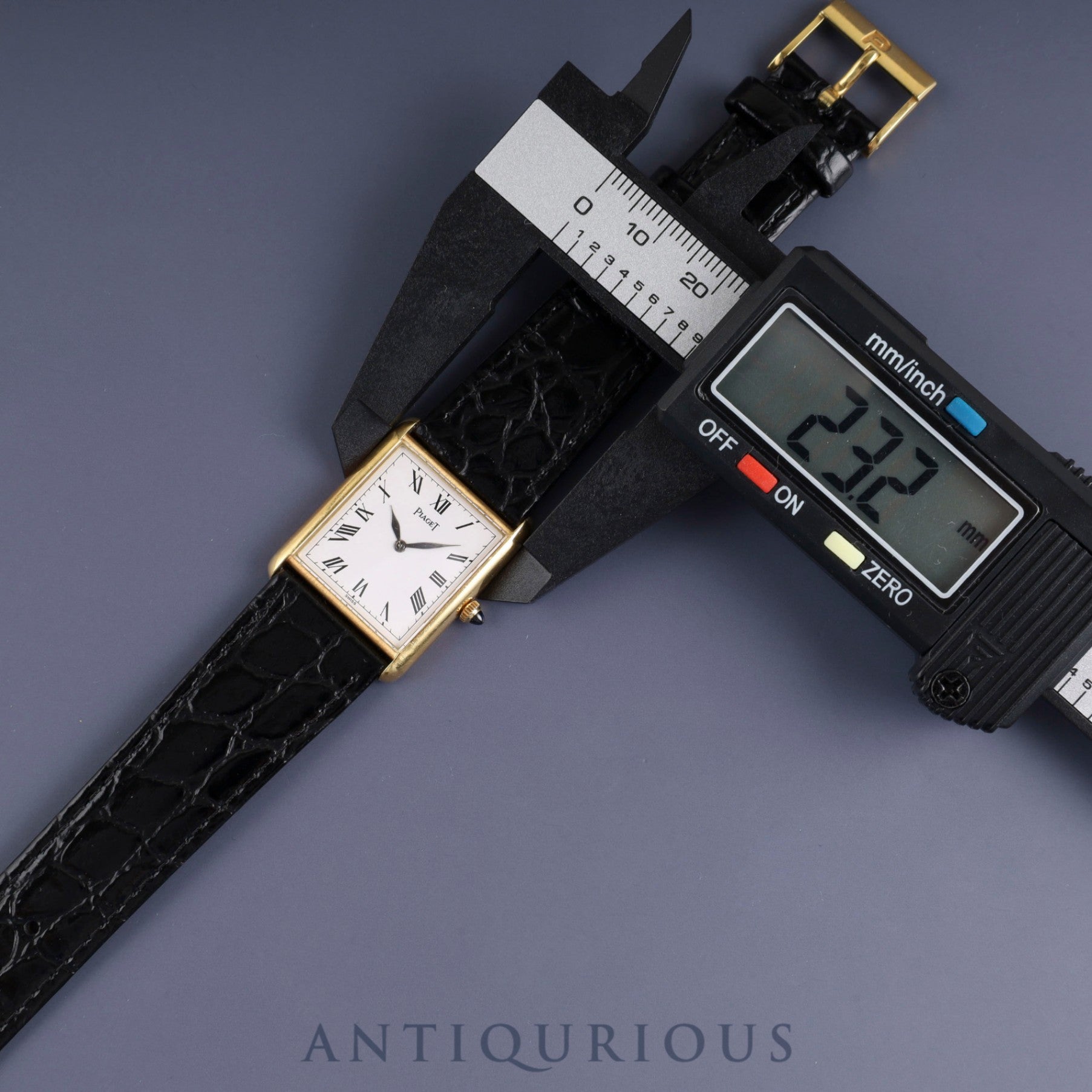 Piaget Rectangular 9287 Manual Winding Caliber 9P2 750 Leather Strap with Genuine Buckle (750) White Roman Dial Overhauled