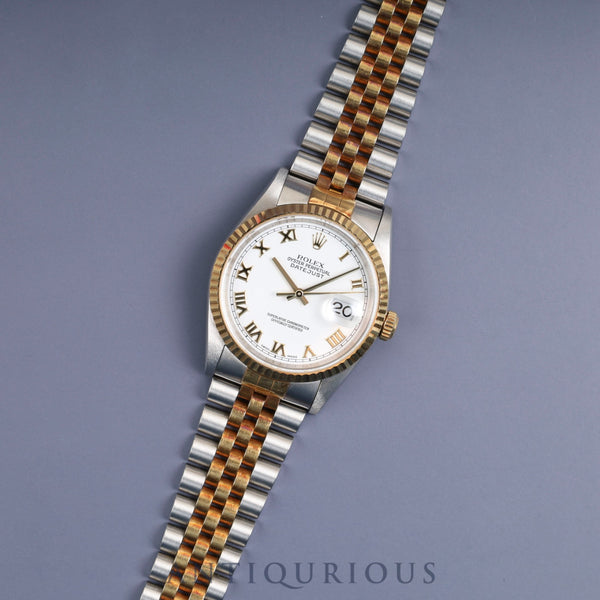 Rolex Datejust 36 16233 Automatic Caliber 3135 Stainless Steel/Yellow Gold White Shantung Dial P Serial (2000) Overhauled
