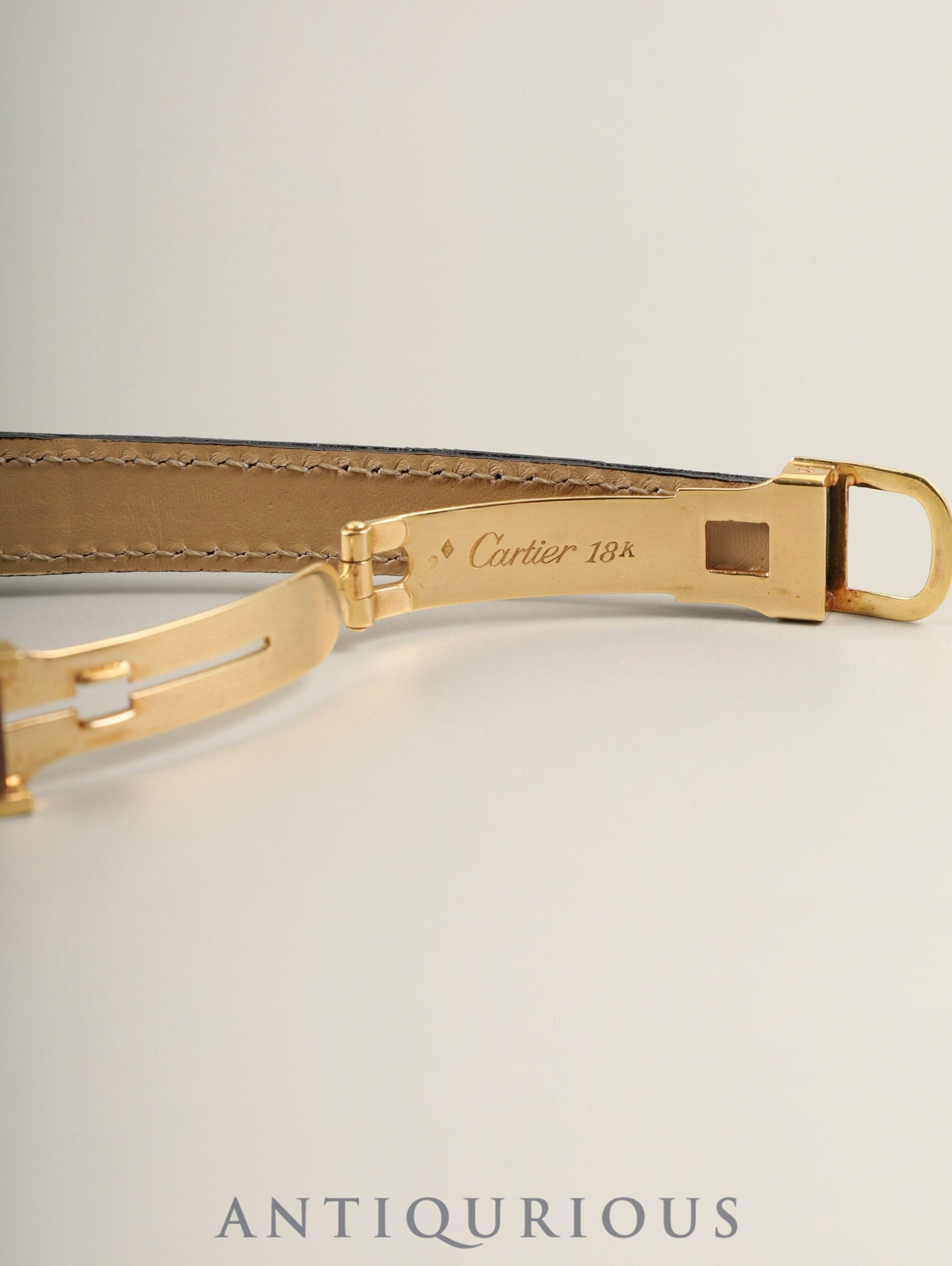 カルティエ ミニ タンク 64262 手巻き Cal.AS1722 750YG 革 純正Dバックル(18K)ホワイトローマン文字盤(PARIS表記)純正レザーベルト付き オーバーホール済み
