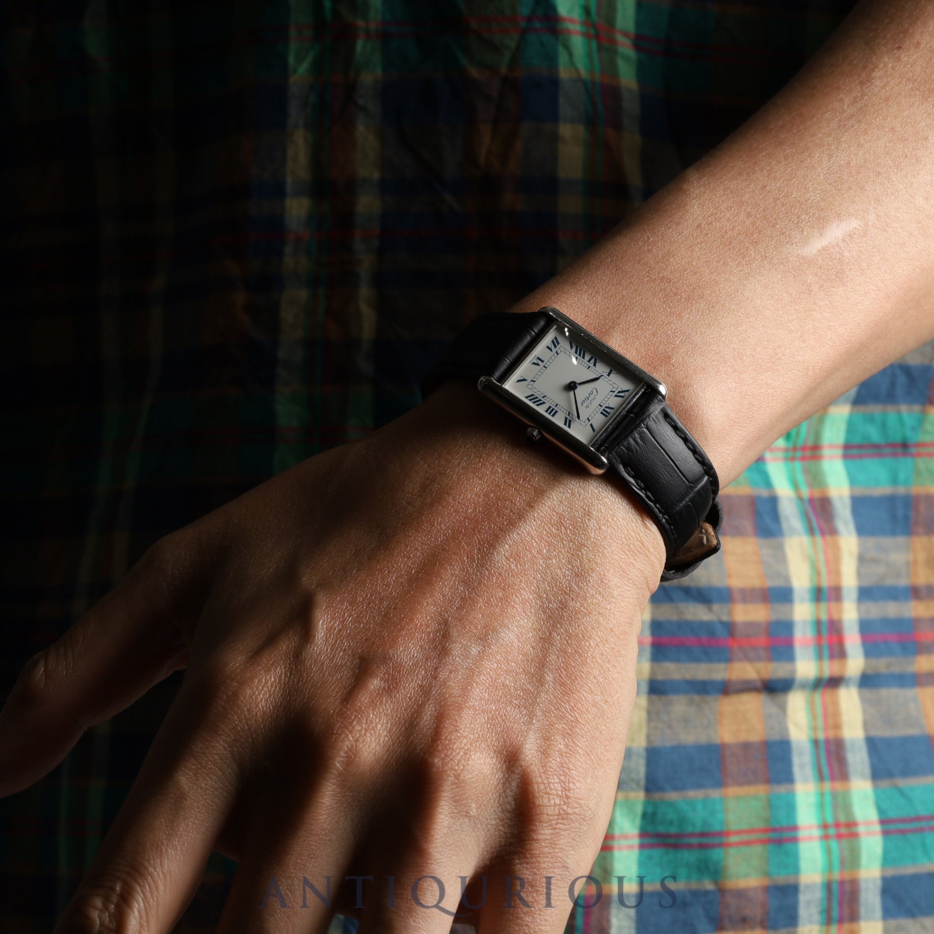 Cartier Must Tank LM 681006 Quartz Cal.81 SV925 Leather Genuine Buckle (SS) White Roman Dial Overhauled