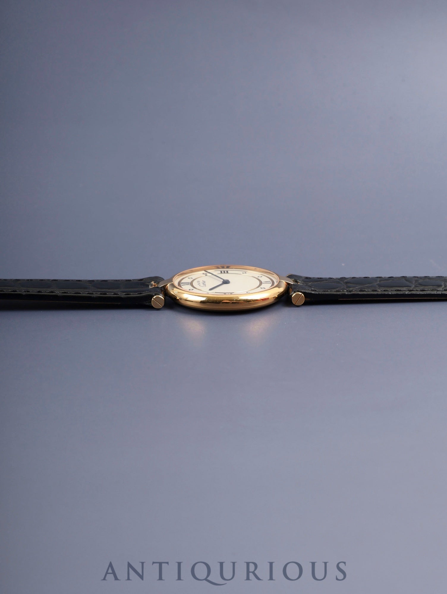 Cartier Must Vendome VLC LM 590003 Quartz Cal.90 SV925 Leather Original Pin Buckle (GP) Ivory 4-Point Roman Dial (SWISS marking) Box, Booklets, Warranty Card (1990) Overhauled