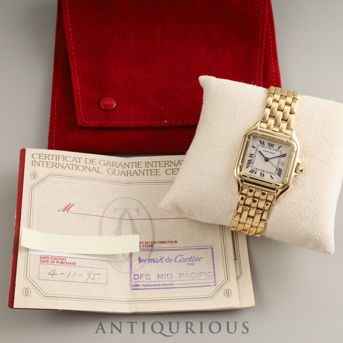 Cartier Panthere LM W25014B9 1060 2 Quartz 750YG Ivory Dial Warranty Card (1995) Hotei