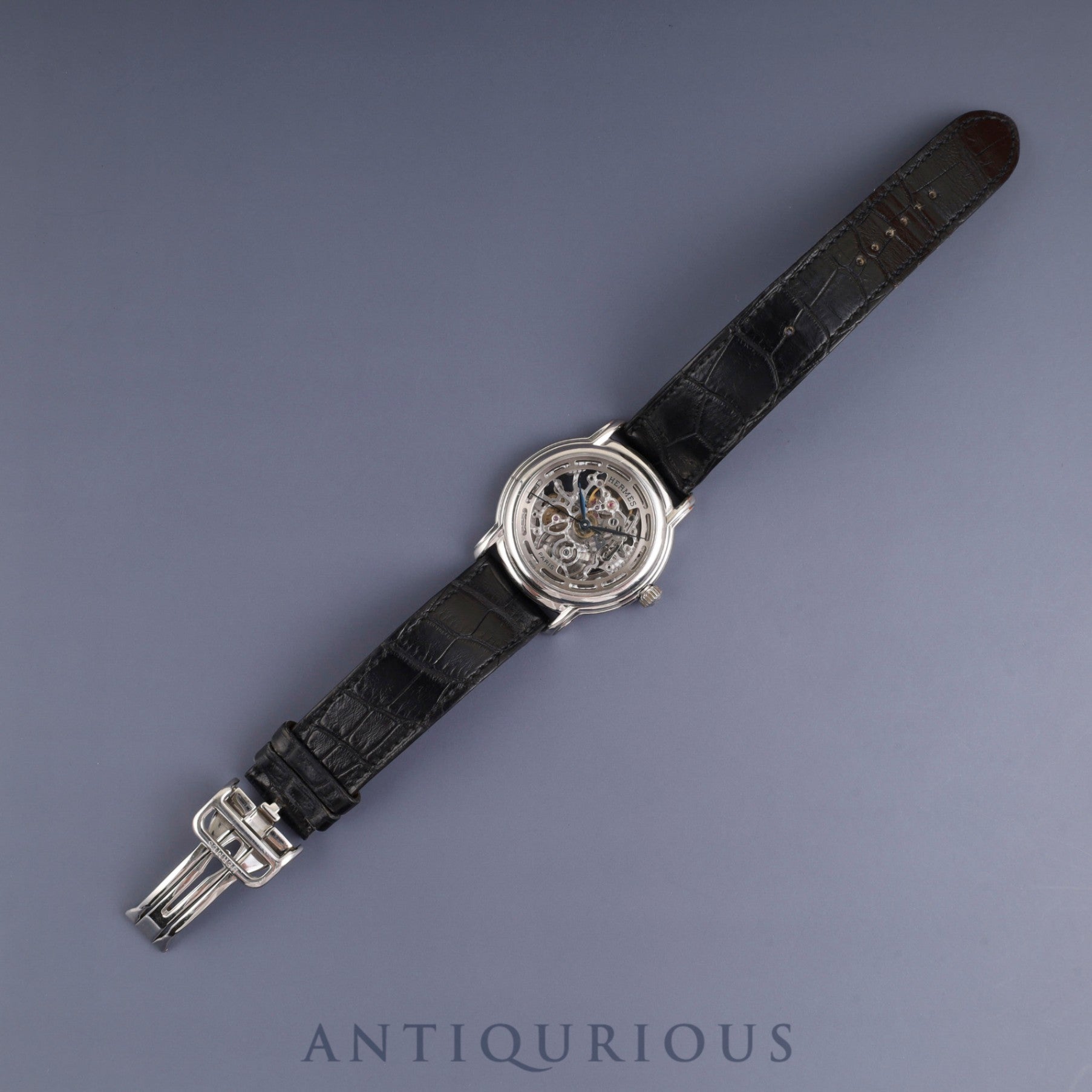 Hermès Sesame SM1.710 Automatic Caliber - Stainless Steel Genuine Leather Strap Genuine Buckle (SS) Skeleton Dial Warranty (2001) Box Booklet Overhauled