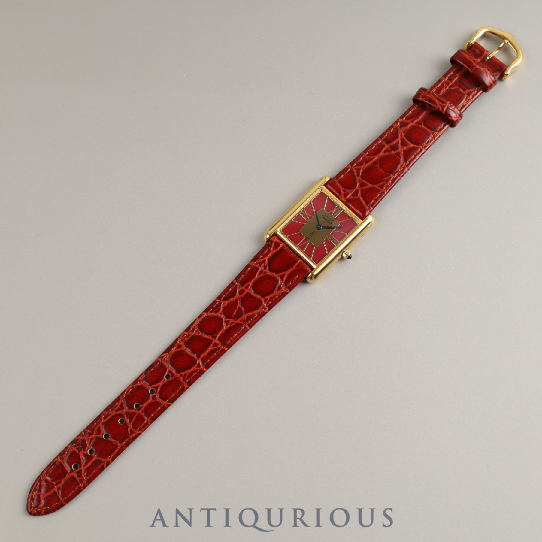 Cartier Must Tank LM QZ 6 81006 SV925 Leather Genuine Buckle (GP) Cloisonné Dial Overhauled