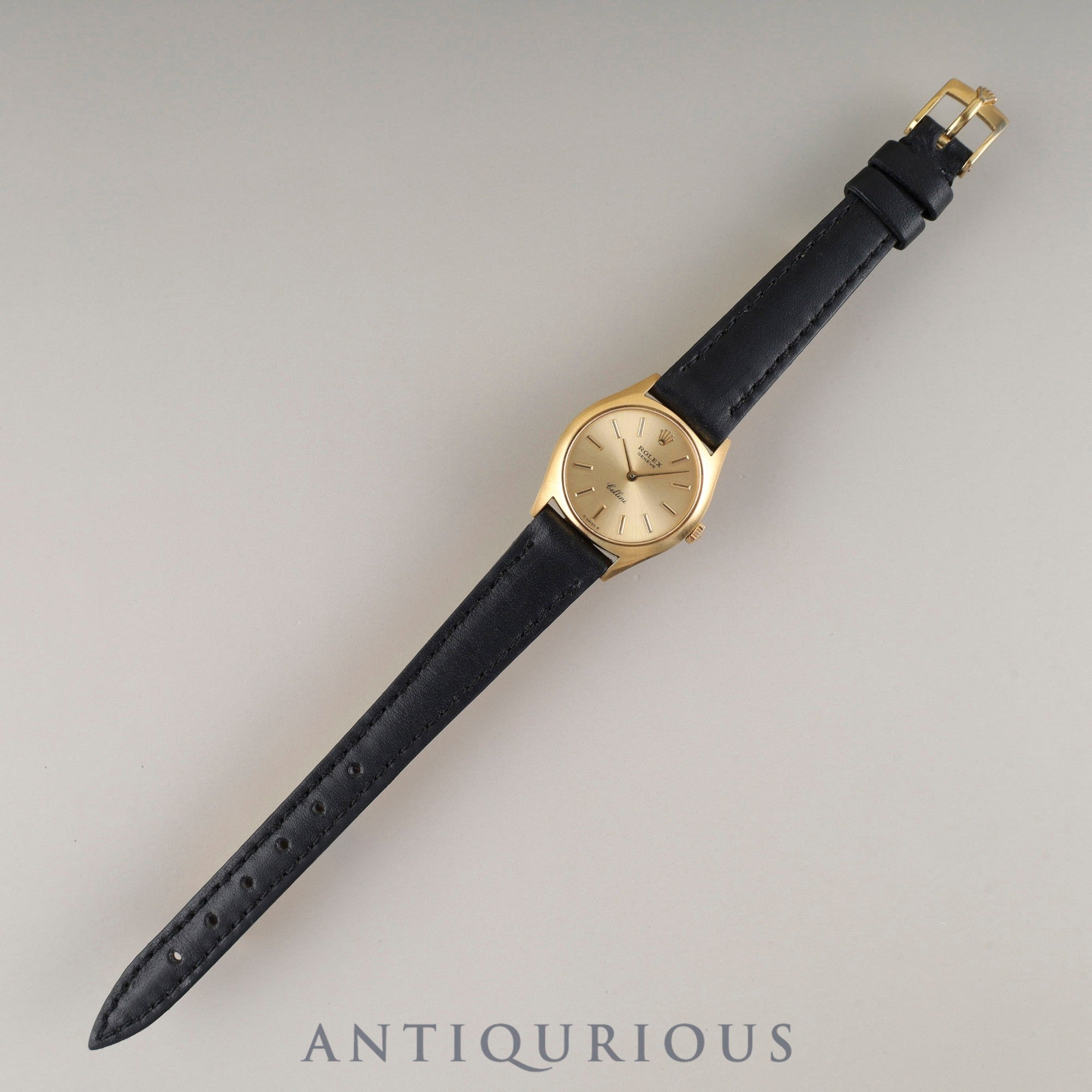 Rolex Cellini 3800 manual winding Cal. 1600 750 leather strap genuine buckle (GP) gold dial 35 series (1972) genuine leather strap overhauled