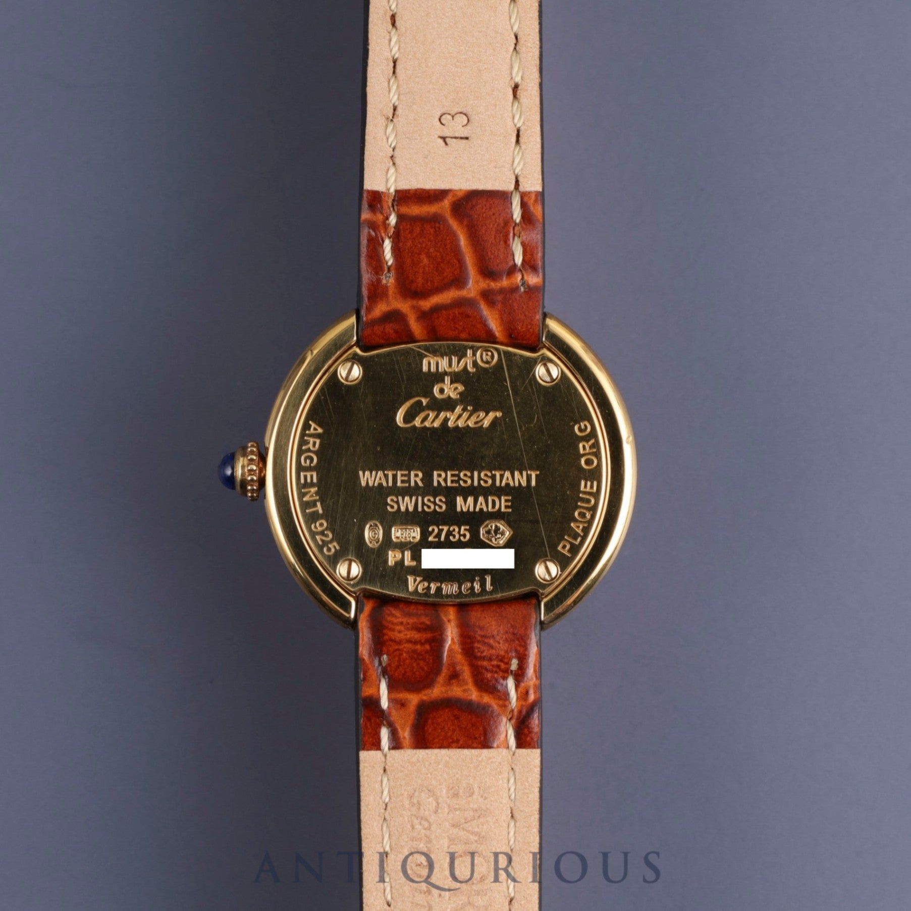 Cartier Must Trinity 2735 Quartz Cal.157 SV925 Leather Genuine Buckle (GP) White Arabic Dial Overhauled