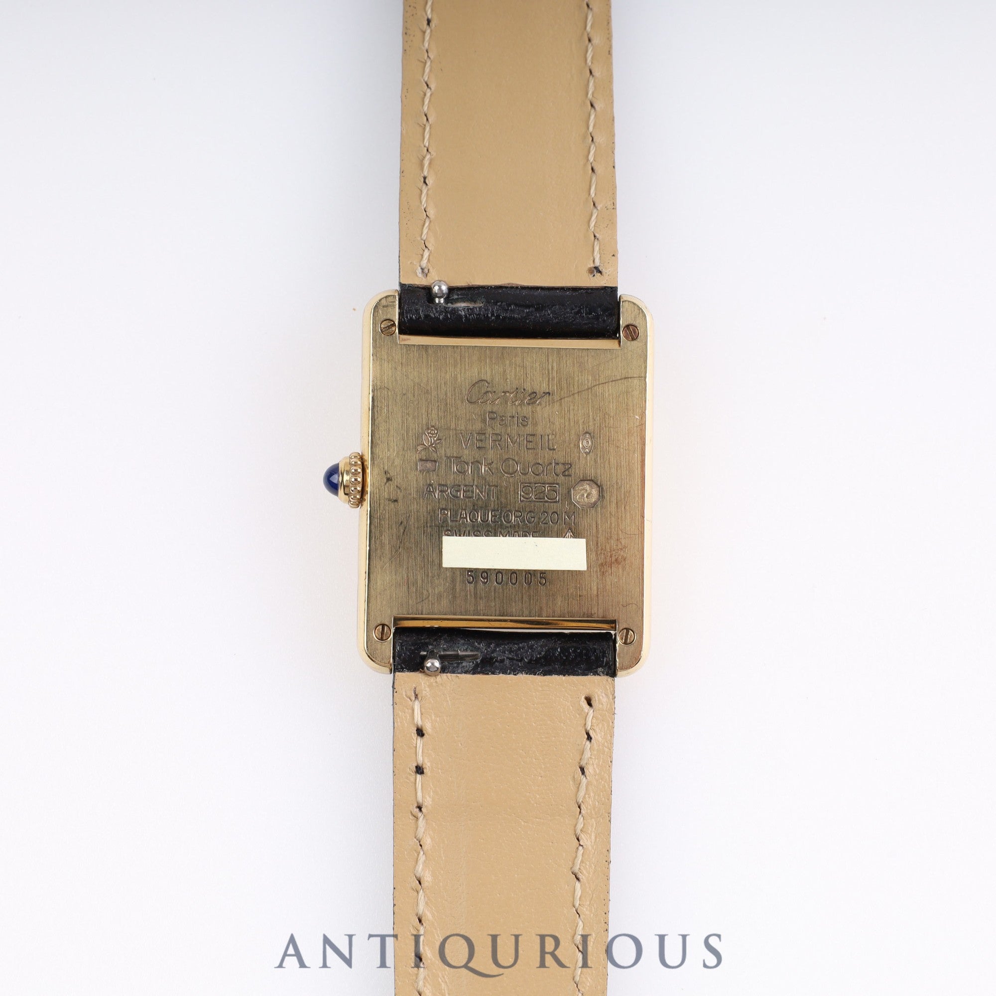 Cartier Must Tank LM QZ W1005654 590005 SV925 Leather Genuine Buckle Opalan Dial