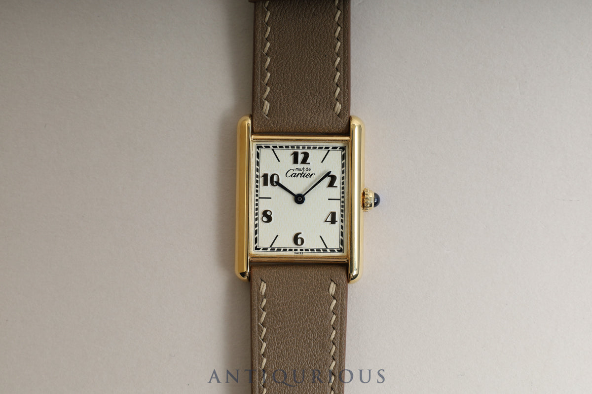 Cartier Must Tank LM QZ Flying Arabic Dial 590005 with Box