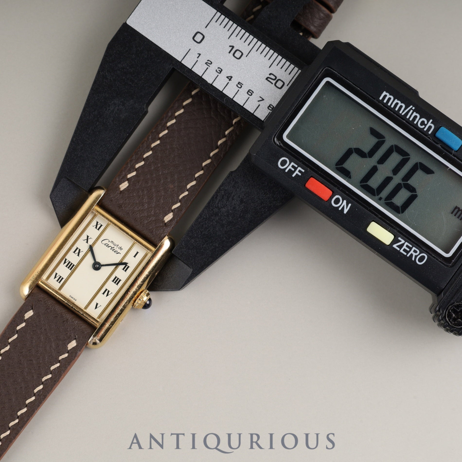 Cartier Must Tank SM W10030353/5057001 Quartz Caliber 057 SV925 Leather Straight Roman Dial with Genuine GP Buckle Box Overhauled