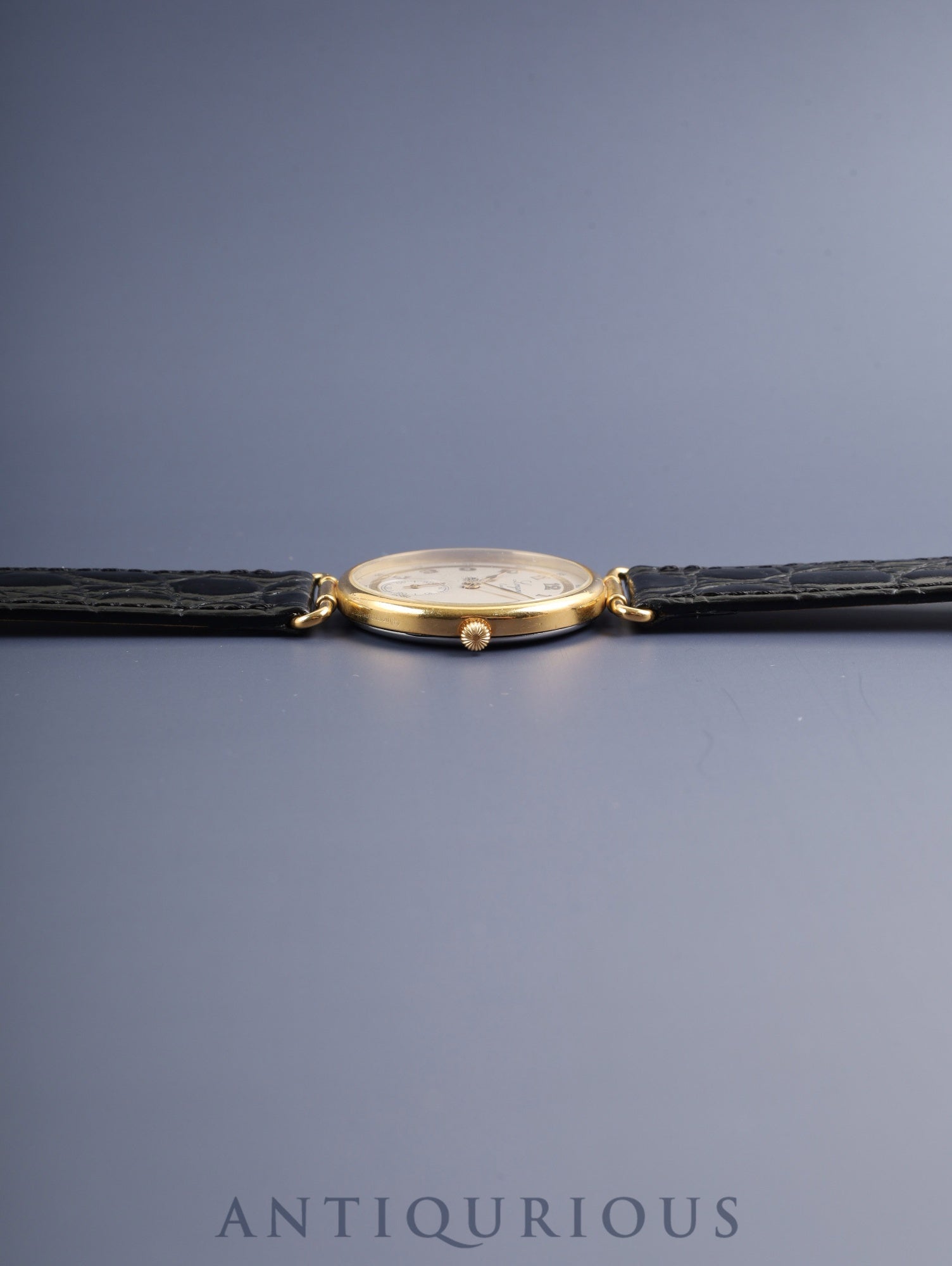 Longines 150th Anniversary Model 976.5162 Quartz Caliber L976.2 Stainless Steel/GP Leather Strap with Genuine GP Buckle, White and Gold Dial, Overhauled