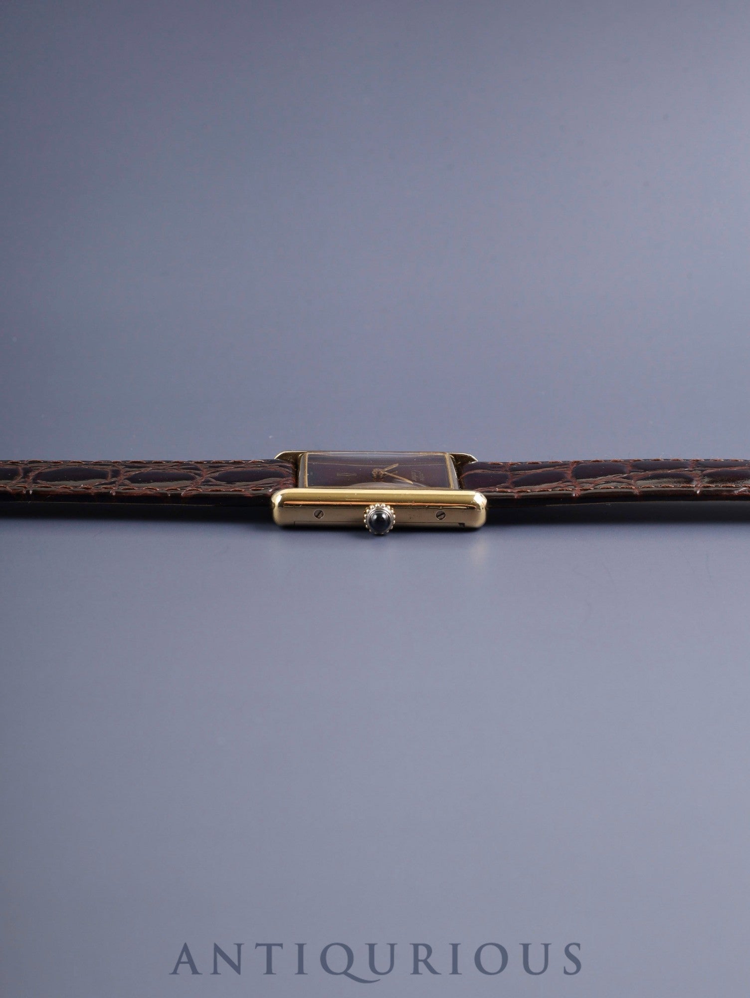 カルティエ マストタンク LM 手巻き Cal.78-1 SV925 革 純正尾錠(GP)マホガニー文字盤(SWISS表記)1976年頃~1980年代初期頃 オーバーホール済み