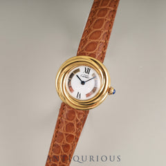 Cartier Must Trinity W1010744/2735 Quartz Caliber 157 SV925 GP Leather Strap with Genuine D-Clasp (GP) Buckle, Side Trinity Dial, Overhauled