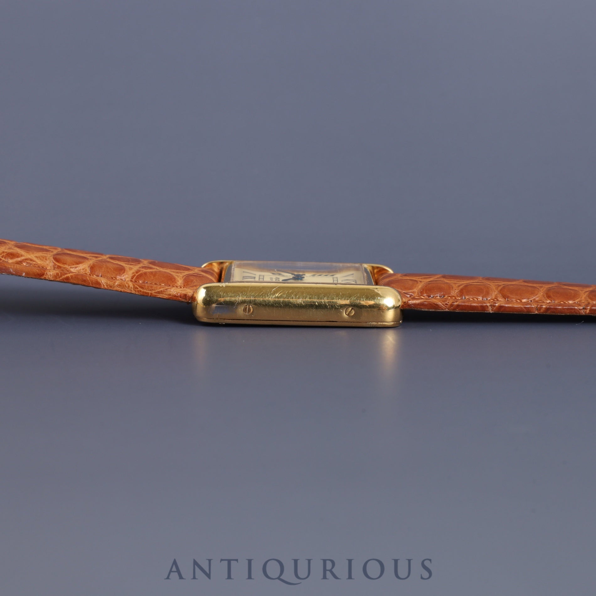 Cartier Must Tank MM 2415 Quartz Cal.057 SV925 Leather Genuine D Buckle (GP) Ivory Roman Dial Overhauled and Finished to Like New