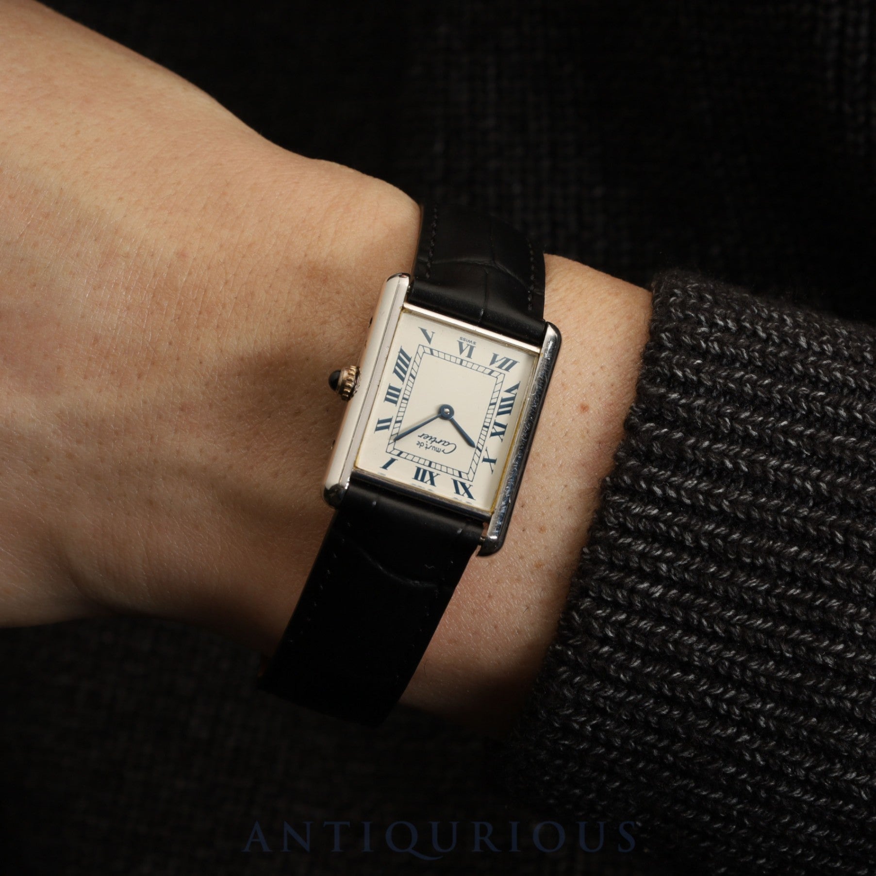 Cartier Must Tank LM 690006, Quartz, Caliber 90, SV925, Leather, Genuine D-buckle (SS), White Roman Dial, Circa 1982-Circa 1995, Overhauled