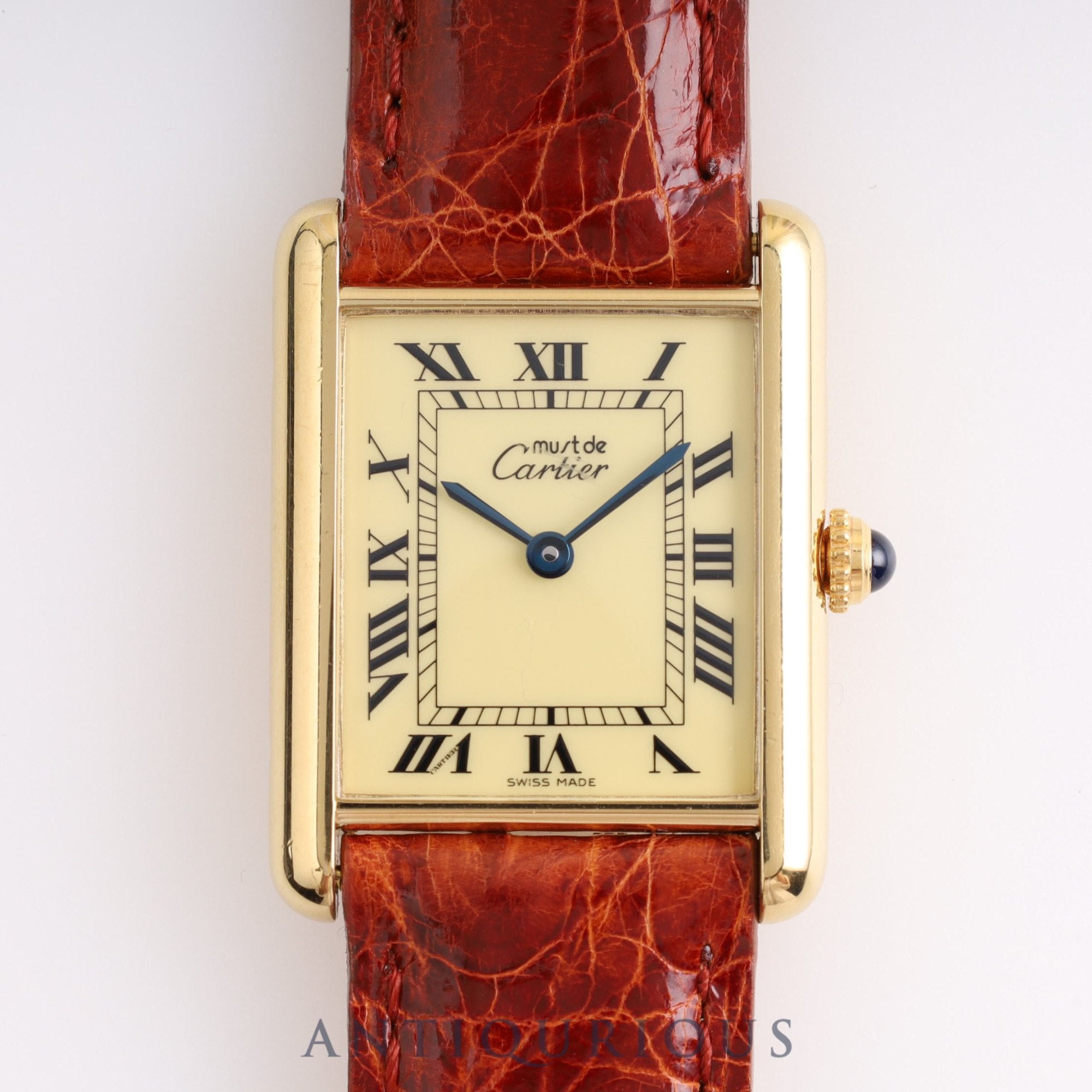 Cartier Must Tank LM QZ W1002753 / 590005 SV925 Leather Genuine Buckle (GP) Ivory Dial Box Cartier Boutique Complete Service