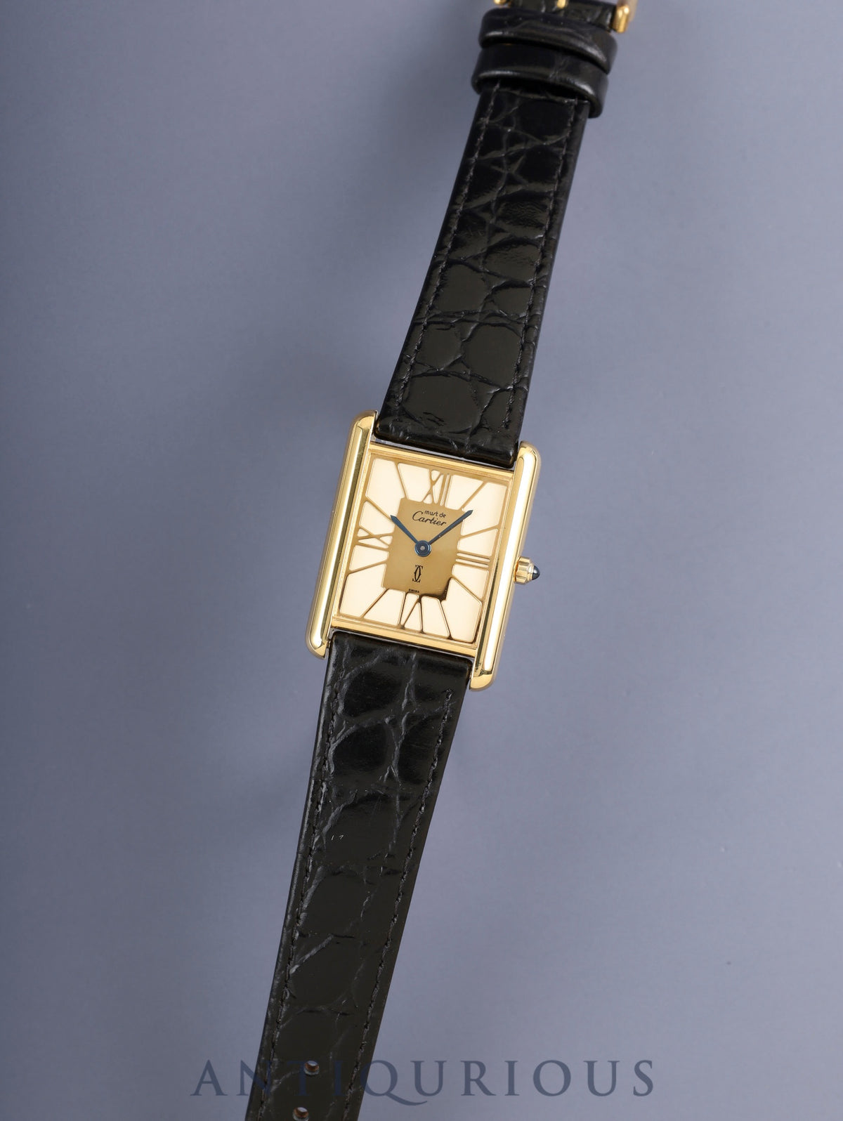 Cartier Must Tank LM 6 81006 Quartz Caliber 81 SV925 Leather Genuine Pin Buckle (GP) Ivory Cloisonné Dial (SWISS Marking) Overhauled and Finished to New