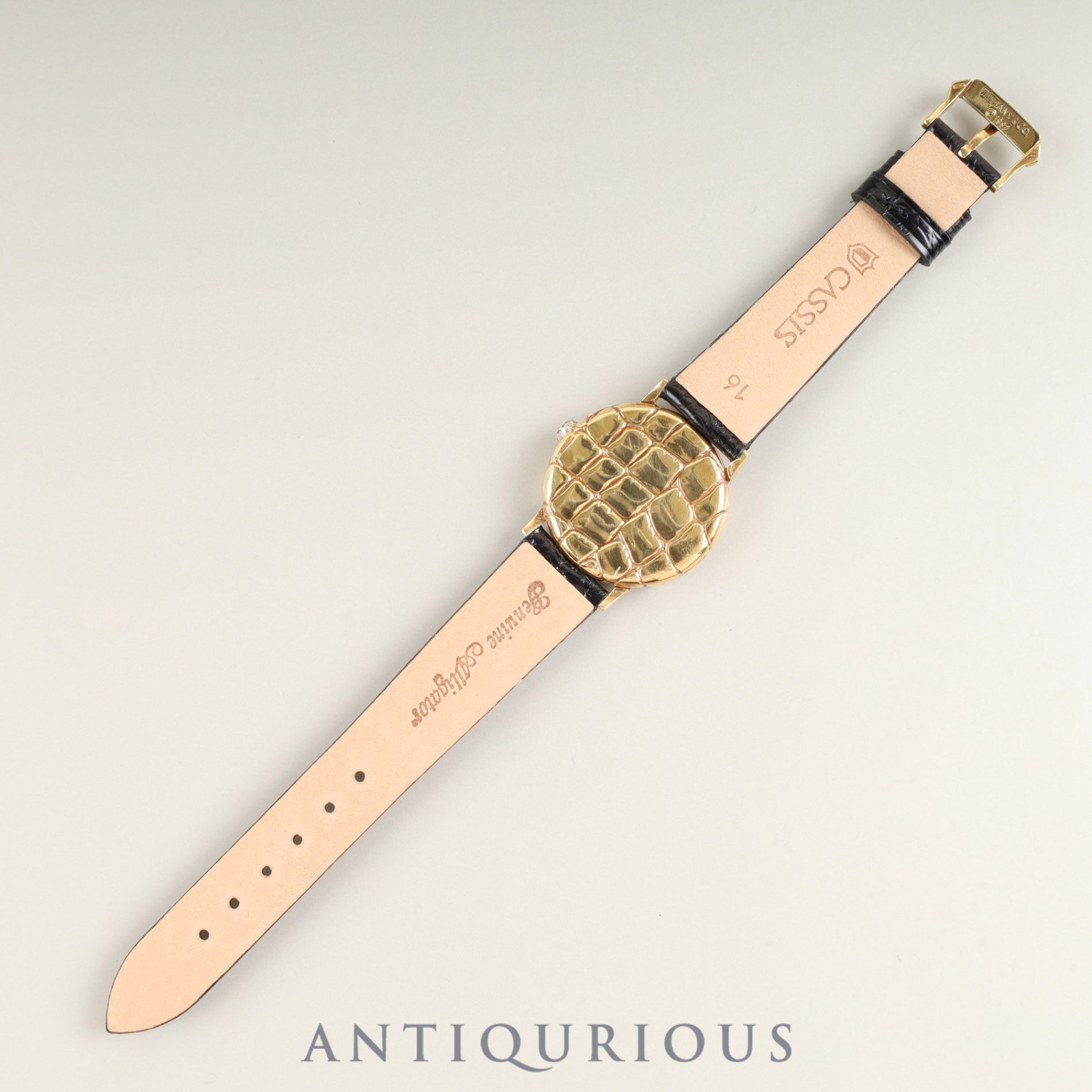 ティファニー ラウンド クォーツ Cal.6.20 18KT 革 純正尾錠(18K) ホワイトローマン文字盤 オーバーホール済み