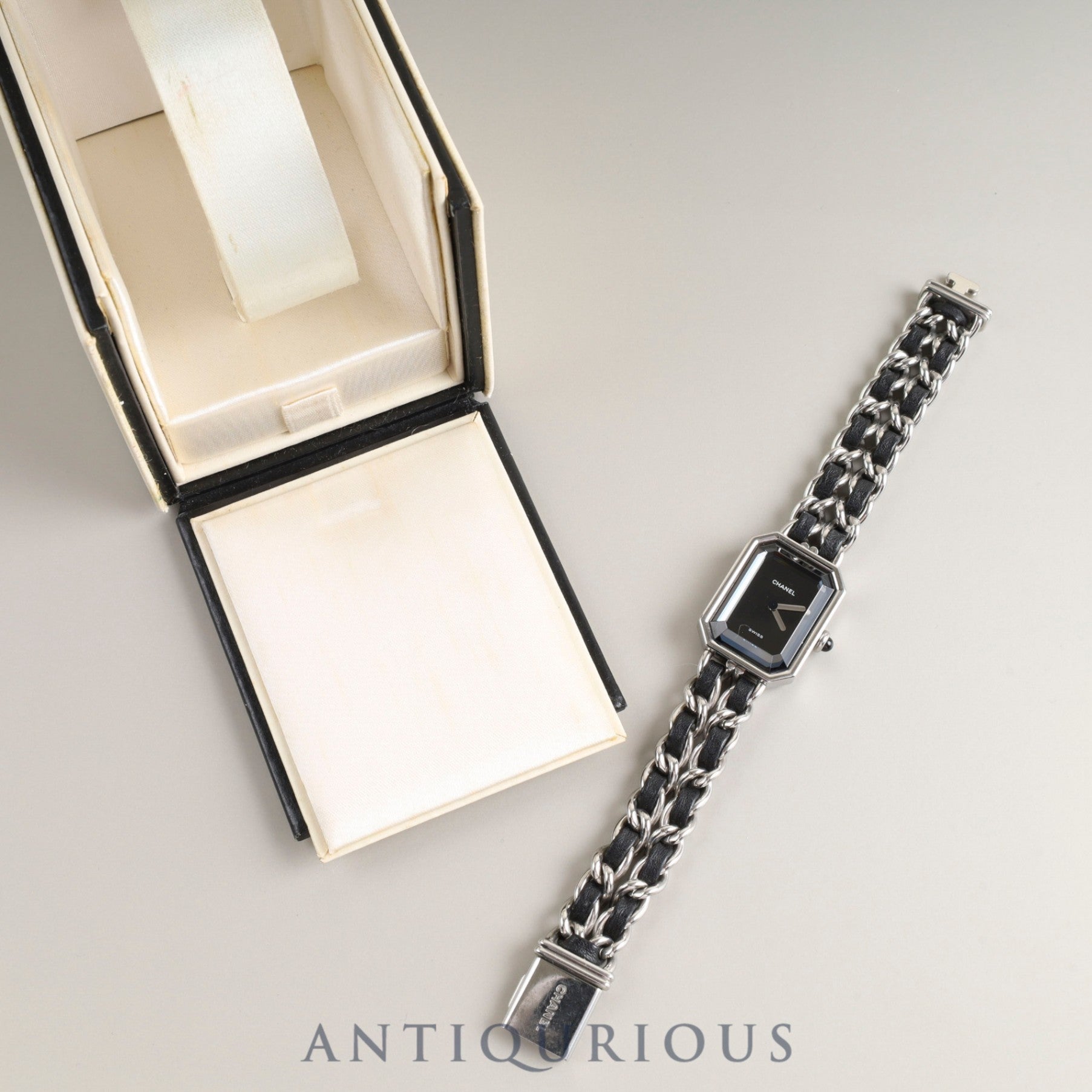 シャネル プルミエール M H0001 クォーツ Cal.976.001 SS SS/革 ブラック文字盤 箱 オーバーホール済み