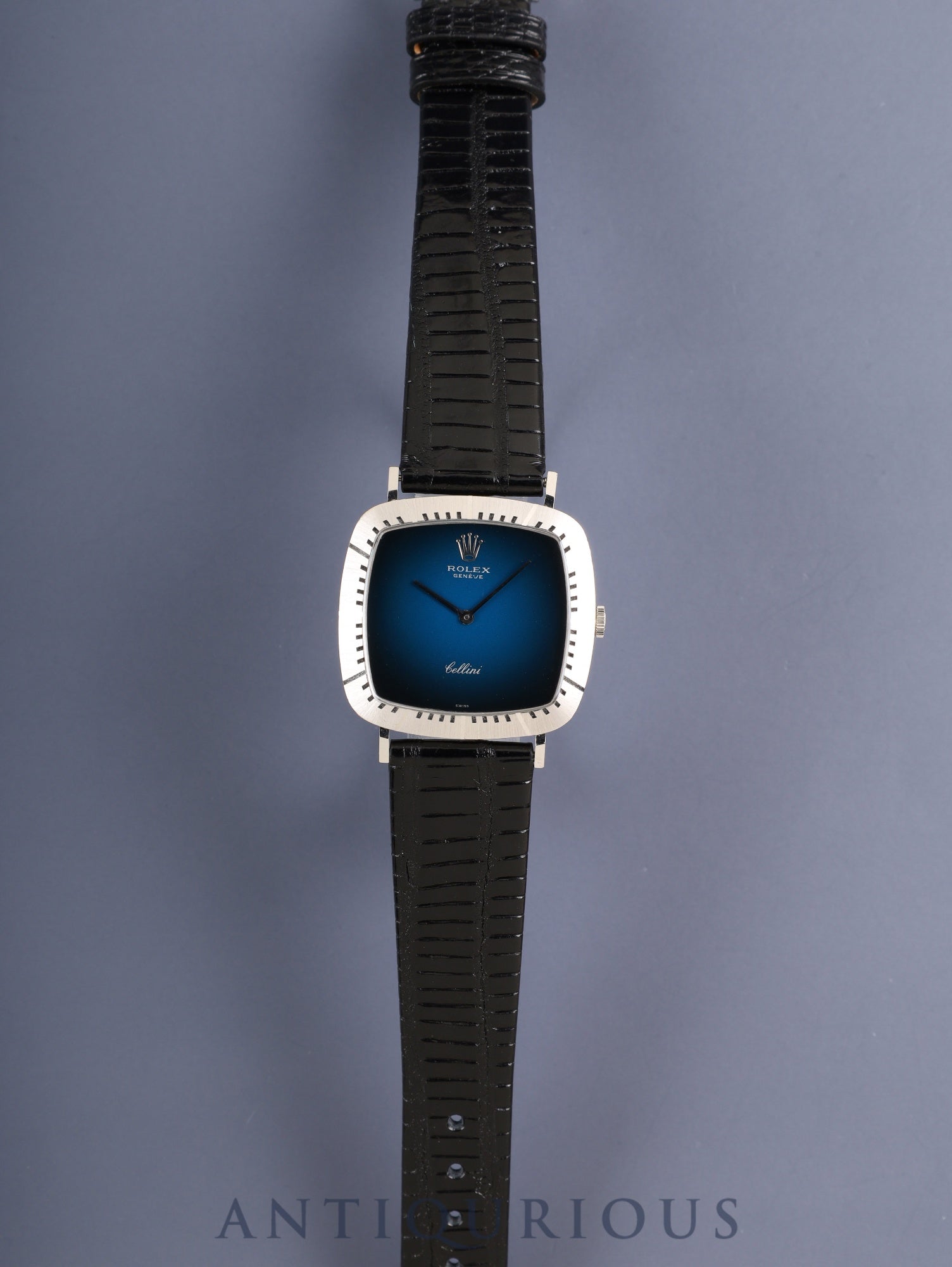 ロレックス チェリーニ 4084 手巻き Cal.1600 革 750WG 純正ピンバックル(SS)ネイビー文字盤 41番台(1974年)オーバーホール済み