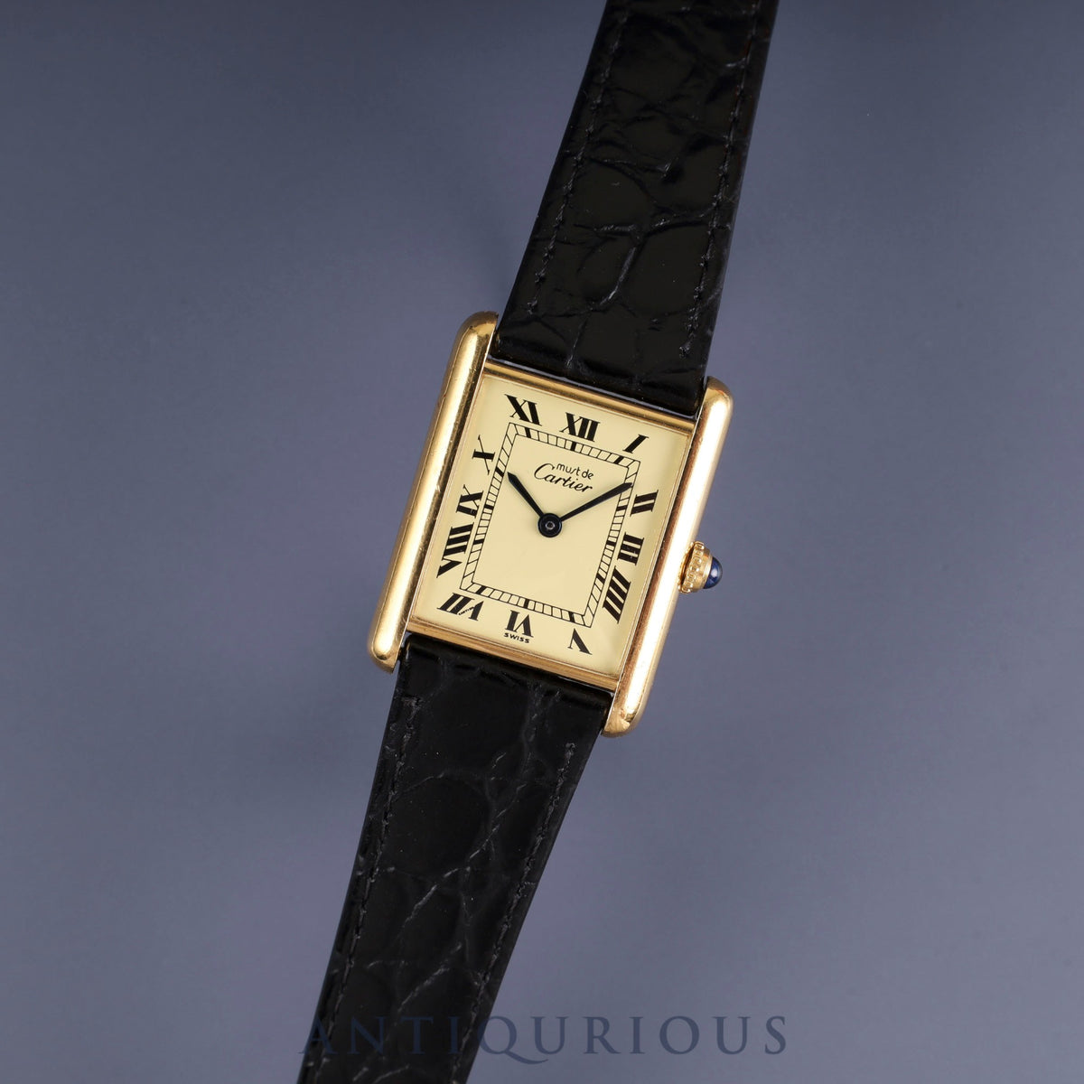 Cartier Must Tank LM 590005 Quartz Cal.90 SV925 Leather Genuine Buckle (GP) Ivory Roman Dial 1982-1995 Overhauled