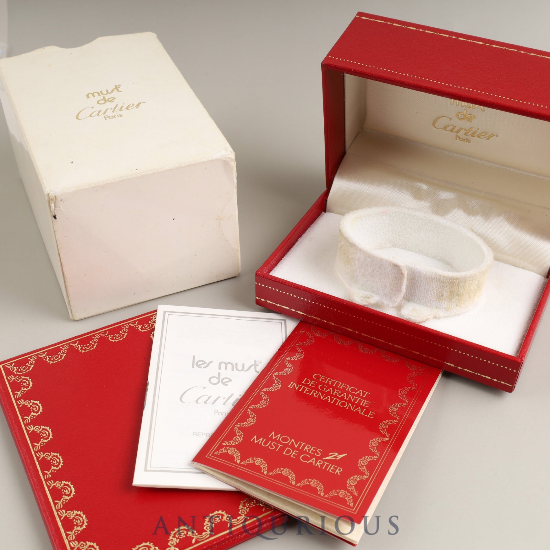 カルティエ マストタンク SM 5057001 クォーツ Cal.057 SV925 革 純正Dバックル(GP) アラビア文字盤 1982年頃~1995年頃 箱 保証書 オーバーホール済み