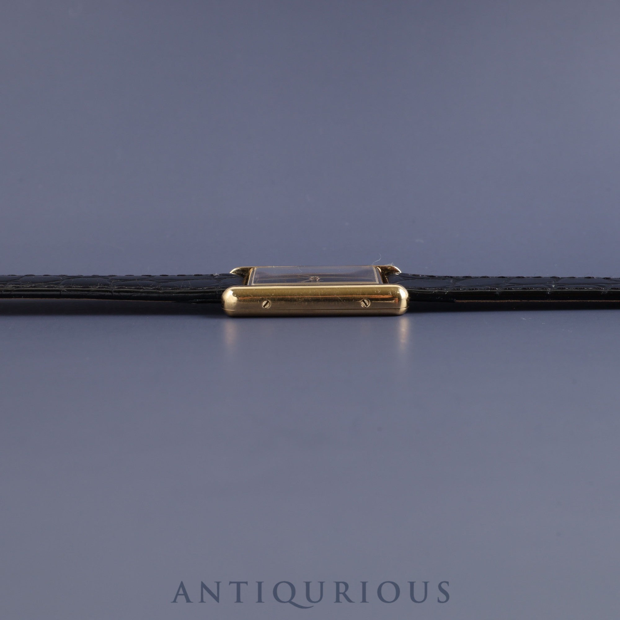 Cartier Must Tank LM 6 81006 Quartz Cal.690 SV925 Leather Genuine Buckle (GP) Onyx Dial Overhauled and Finished to Like New