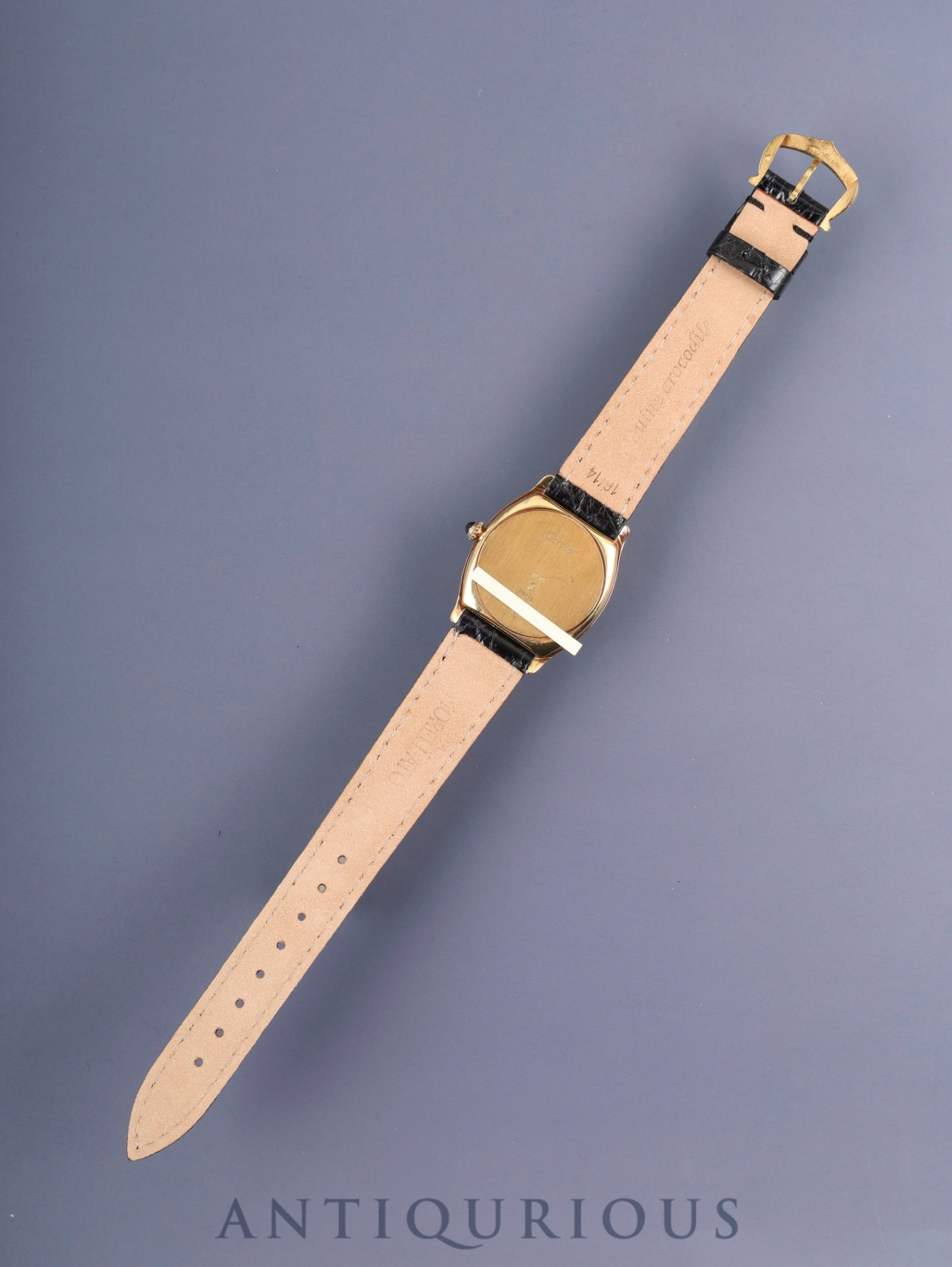 カルティエ トーチュ LM 10712 手巻き Cal.7001(プゾー)750YG 革 純正尾錠(750YG)ホワイトローマン文字盤(PARIS表記) 純正革ベルト オーバーホール済み