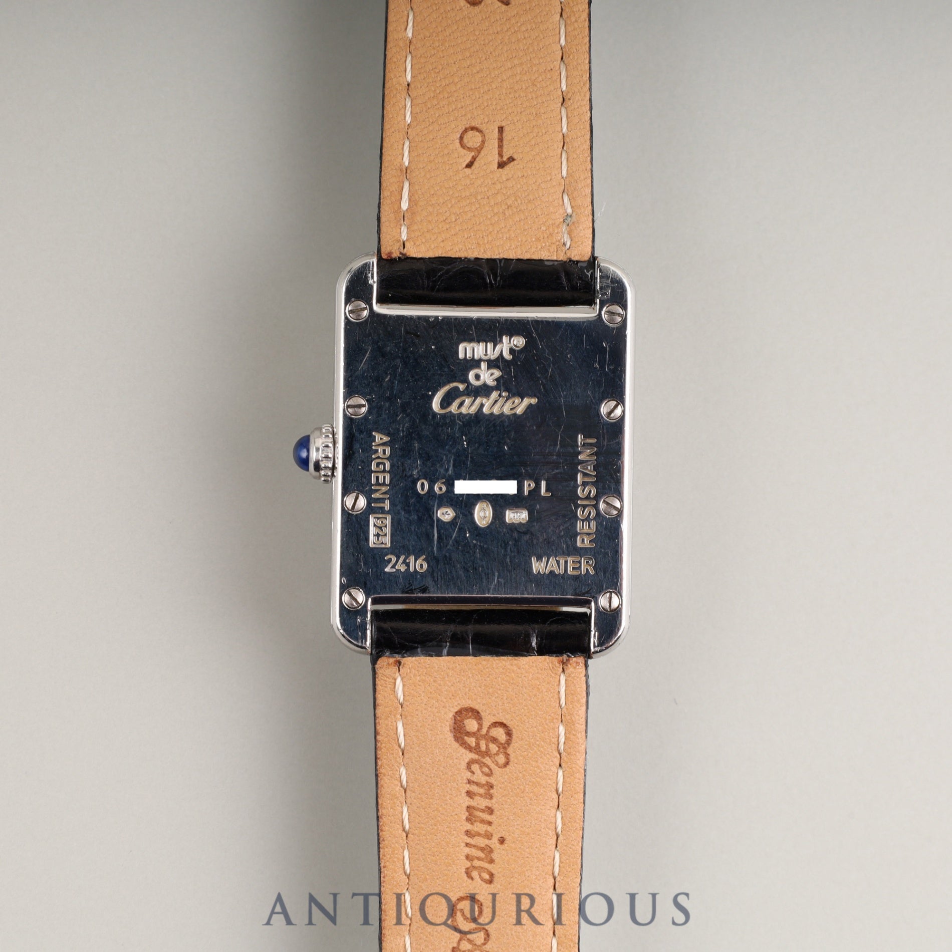 Cartier Must Tank MM 2416 Quartz Cal.057 SV925 Leather Genuine D Buckle (SS) Silver Roman Dial Overhauled