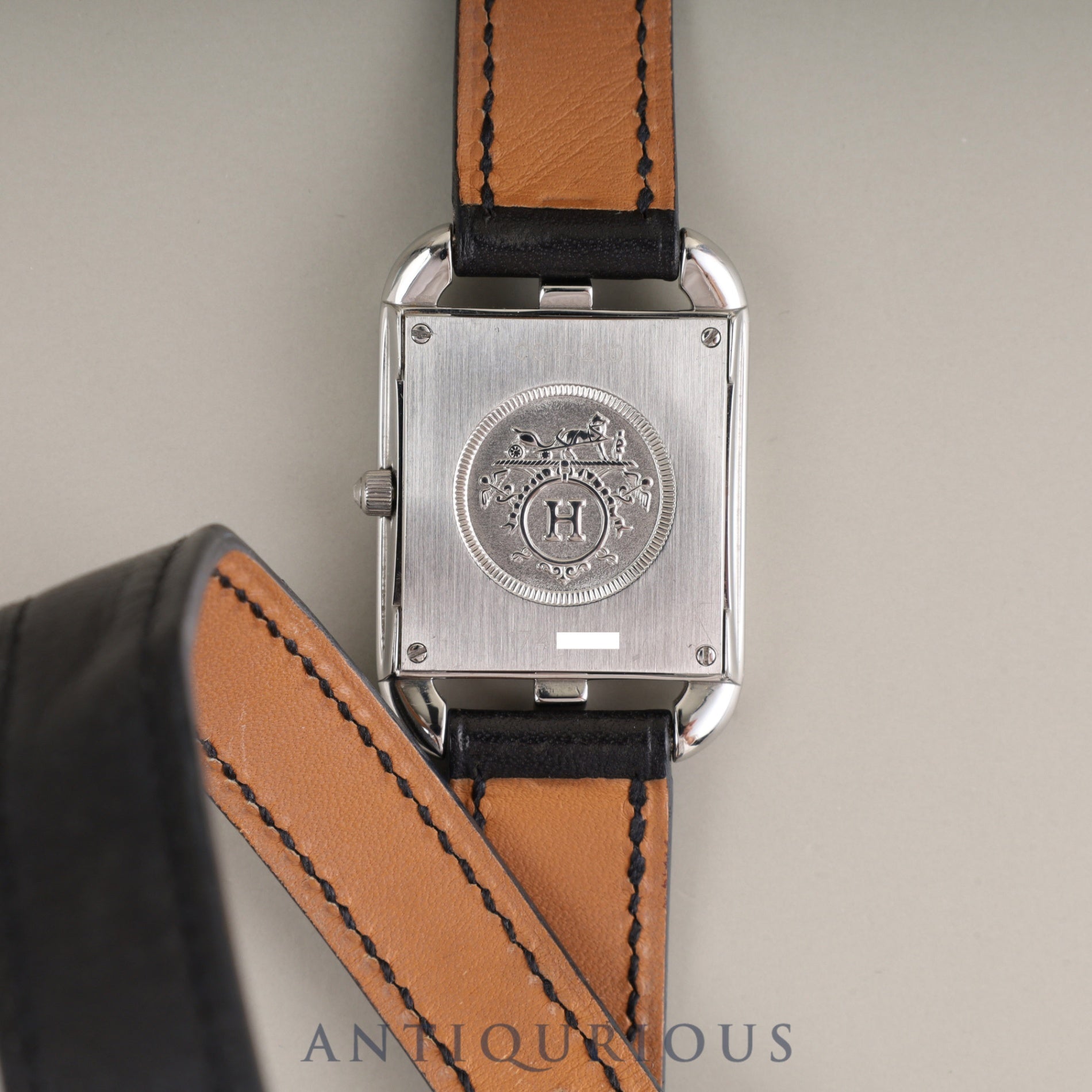 Hermes Cape Cod CC1.210 Quartz Cal.976.001 SS Genuine leather strap (□E stamp: 2001) Genuine buckle (SS) Gray Arabic dial Overhauled