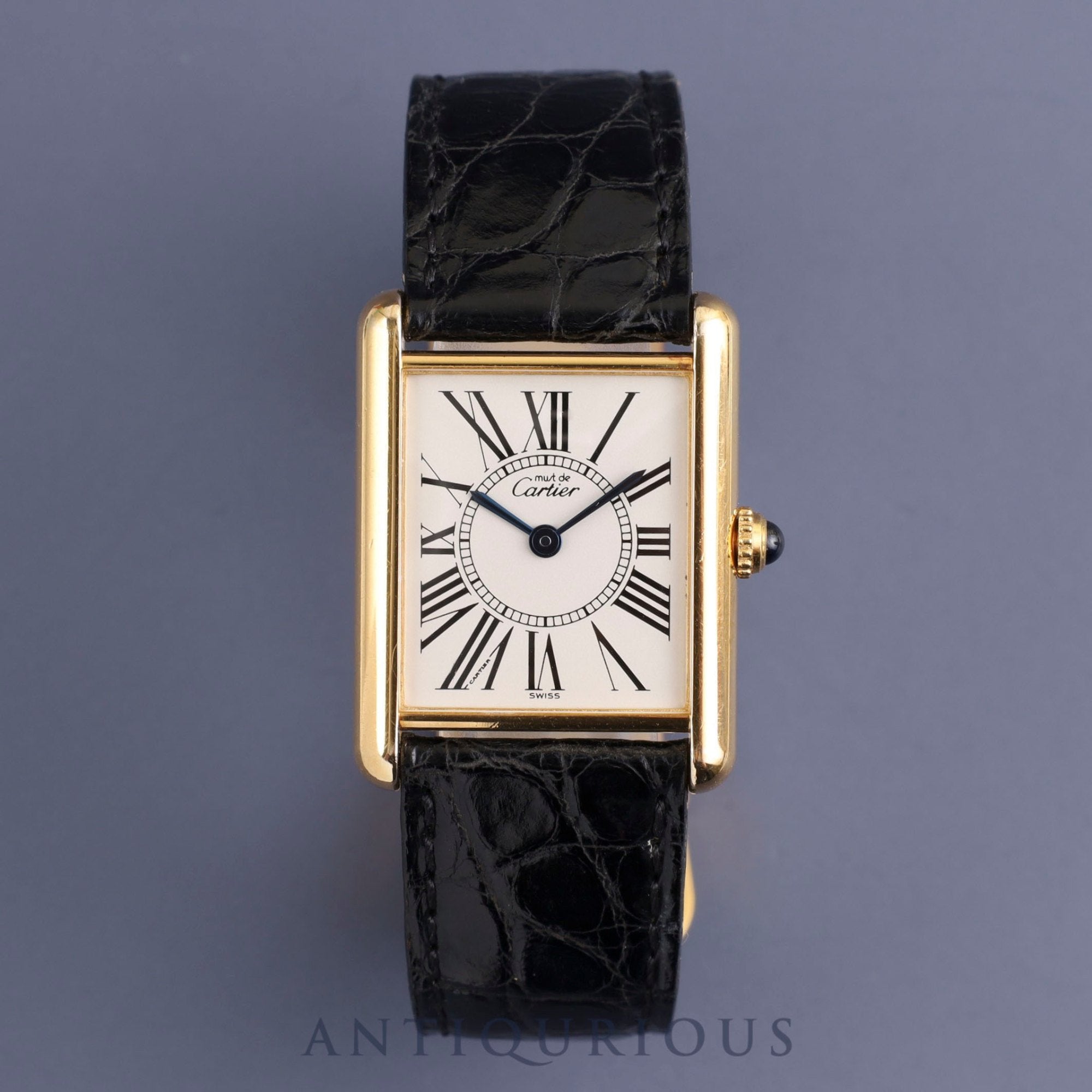 Cartier Must Tank LM 590005 Quartz Cal.690 SV925 Genuine leather strap Genuine D buckle Opalan dial Overhauled
