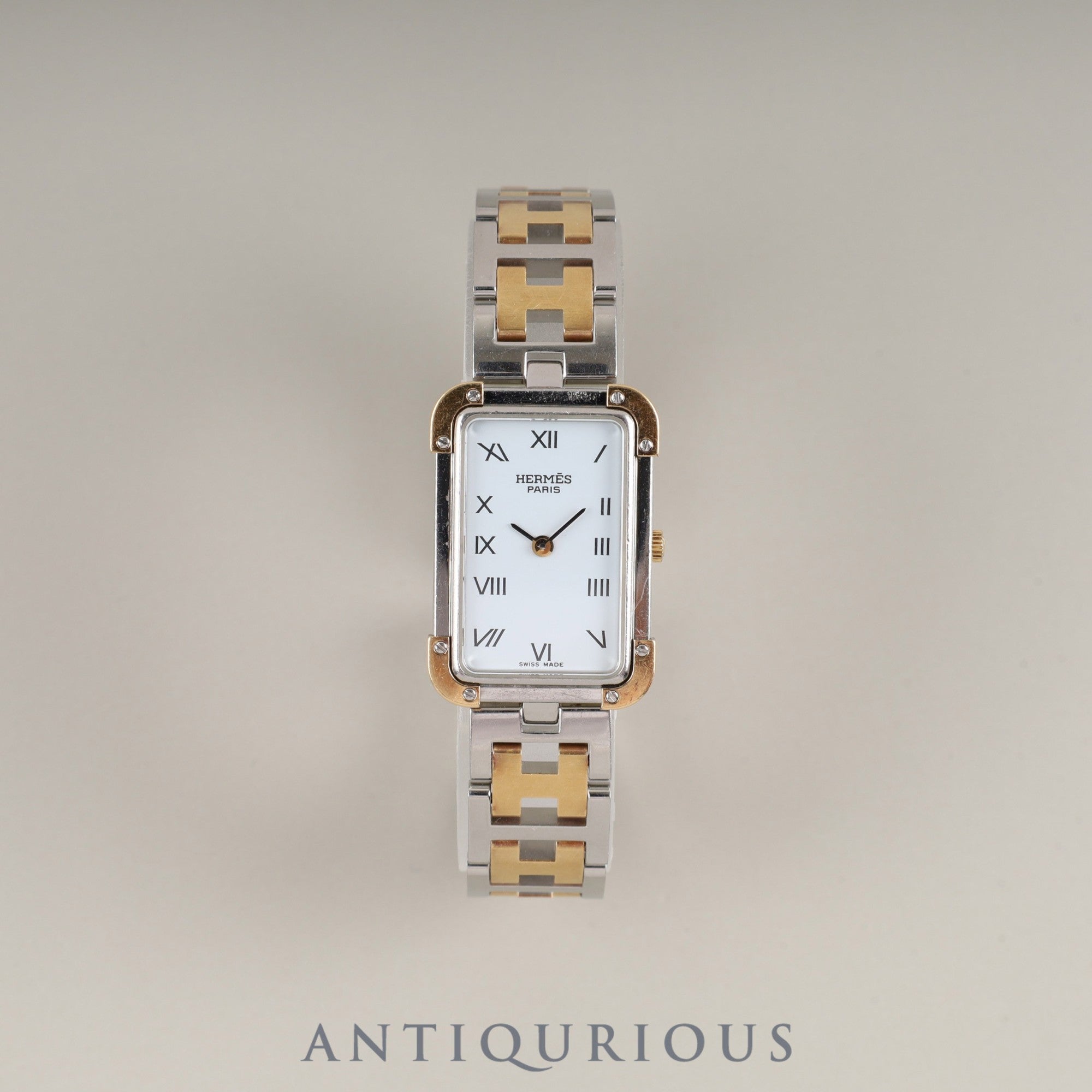 エルメス クロアジュール CR1.220 クォーツ Cal.976.001 SS/GP SS/GP ホワイト文字盤 箱 保証書(2000年) オーバーホール済み