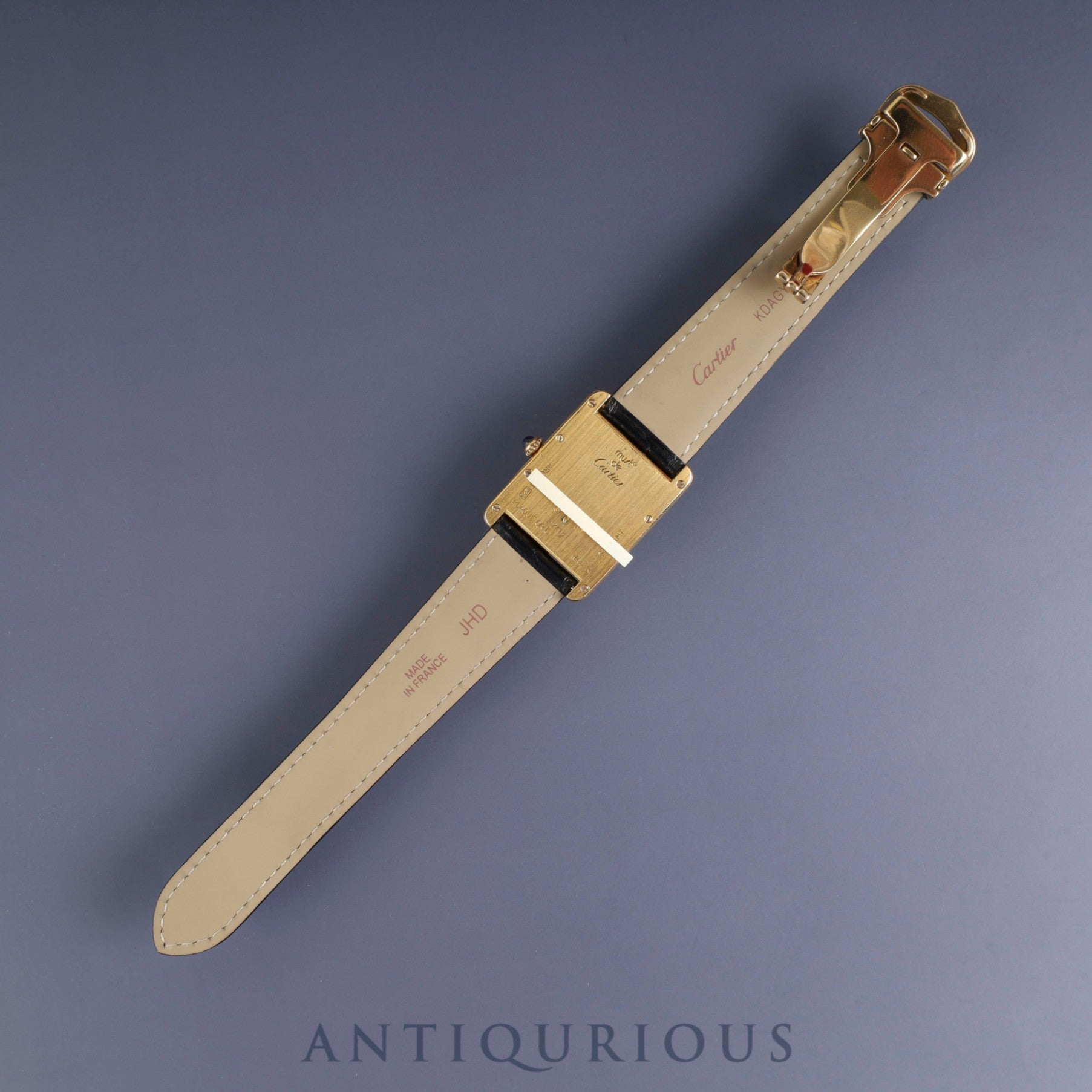Cartier Must Tank GM (XL) 2413 Quartz Caliber 687 SV925 with Genuine Leather Strap and Genuine D-Buckle (GP), Ivory Roman Dial, Overhauled