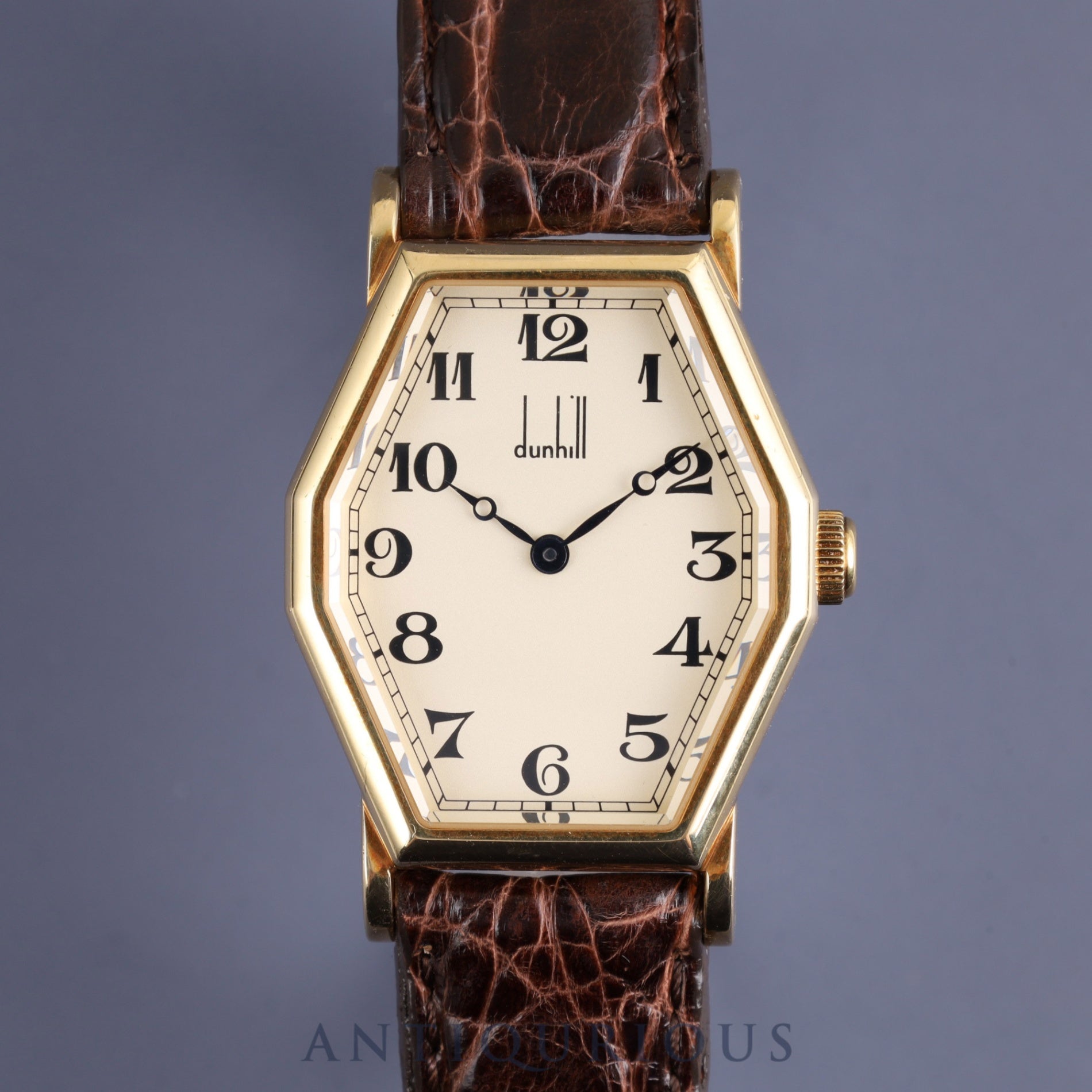 Dunhill Centenary Octagon 100th Anniversary Model Hand-wound Cal.- 750 Leather Genuine Buckle (750) Silver Dial Box Warranty (unsigned) Limited to 250 pieces Overhauled