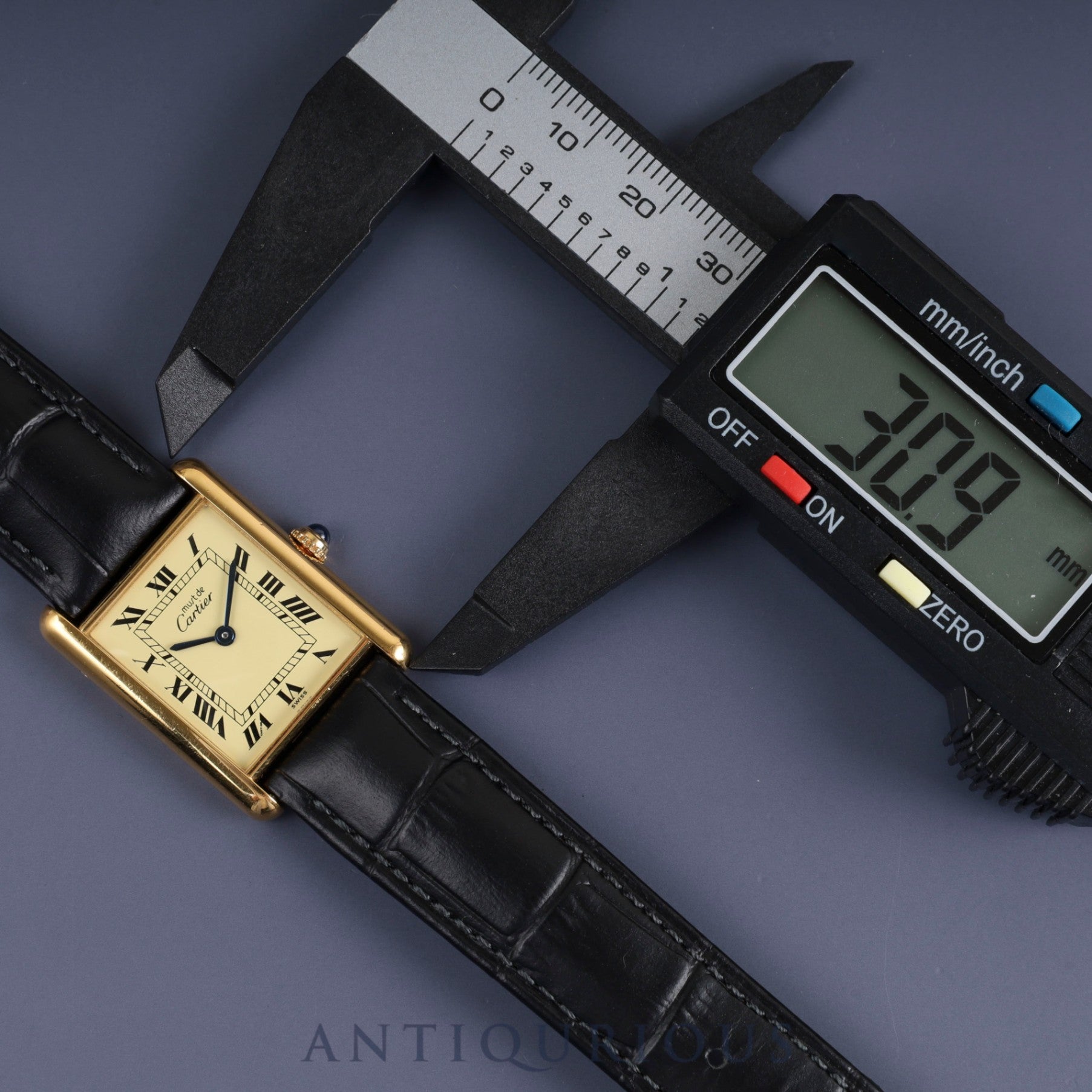 カルティエ マストタンク LM W1002753 / 590005 クォーツ Cal.90 SV925 革 純正尾錠(GP) アイボリーローマン文字盤 純正革ベルト オーバーホール済み