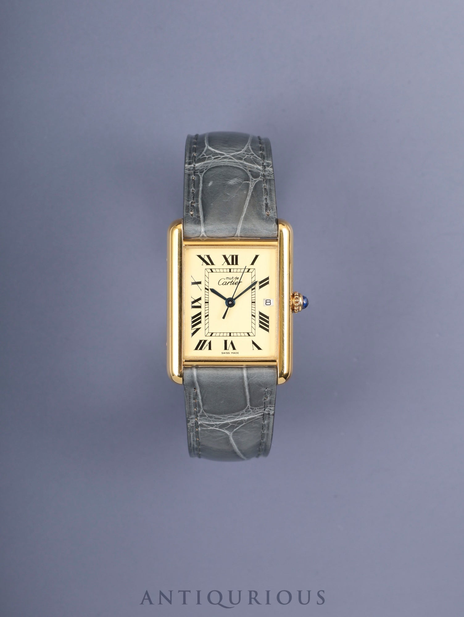 カルティエ マストタンク GM(XL) W1017454 / 2413 クォーツ Cal.687 SV925 純正革ベルト 純正Dバックル(GP)アイボリーローマン文字盤 箱 冊子 保証書 (2004年) オーバーホール済み